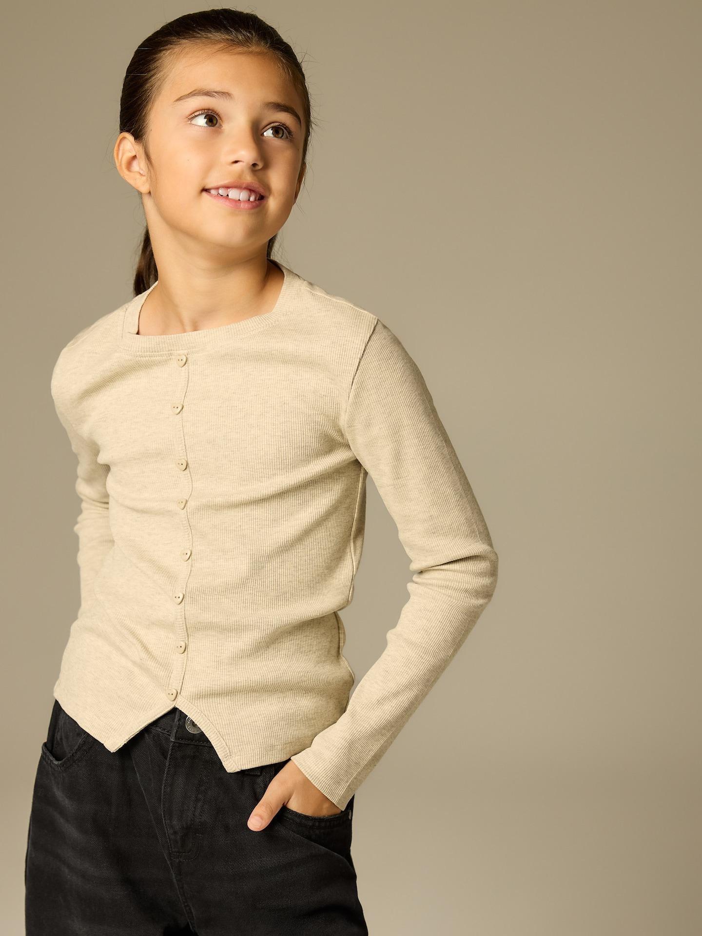 Beige Rib Knit Top, Ivory, medium