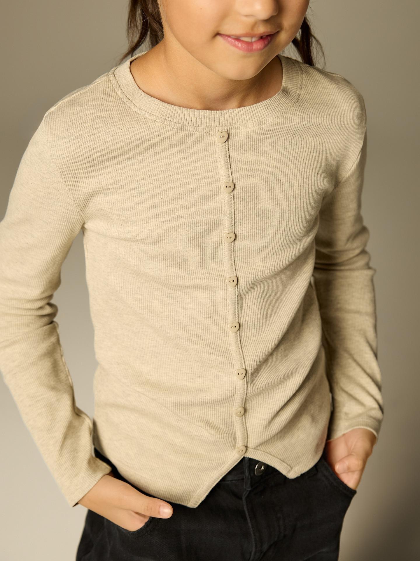 Beige Rib Knit Top, Ivory, medium