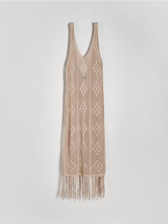 Beige Openwork Beach Kimono, , large image number 0