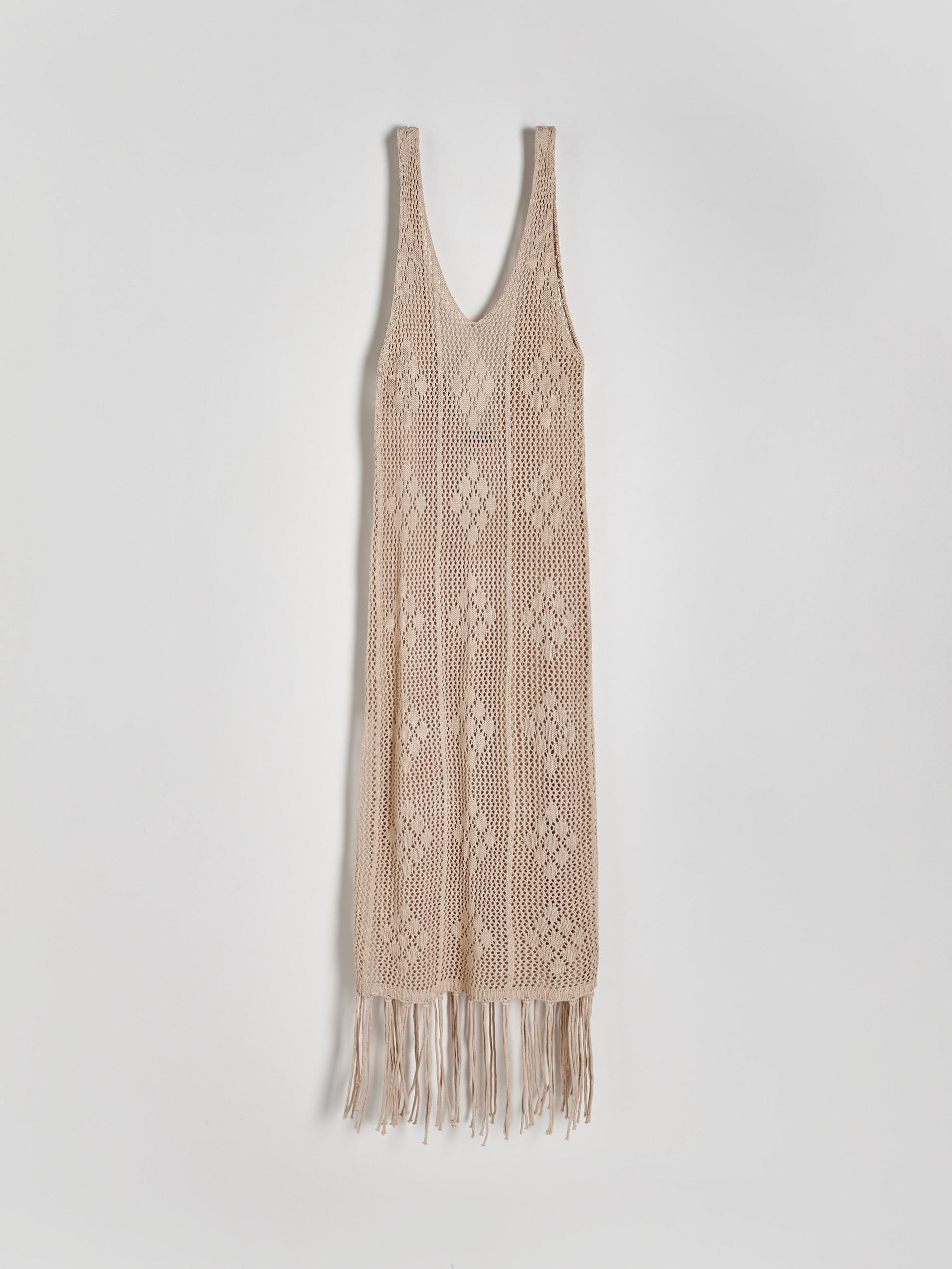 Beige Openwork Beach Kimono, , large image number 1