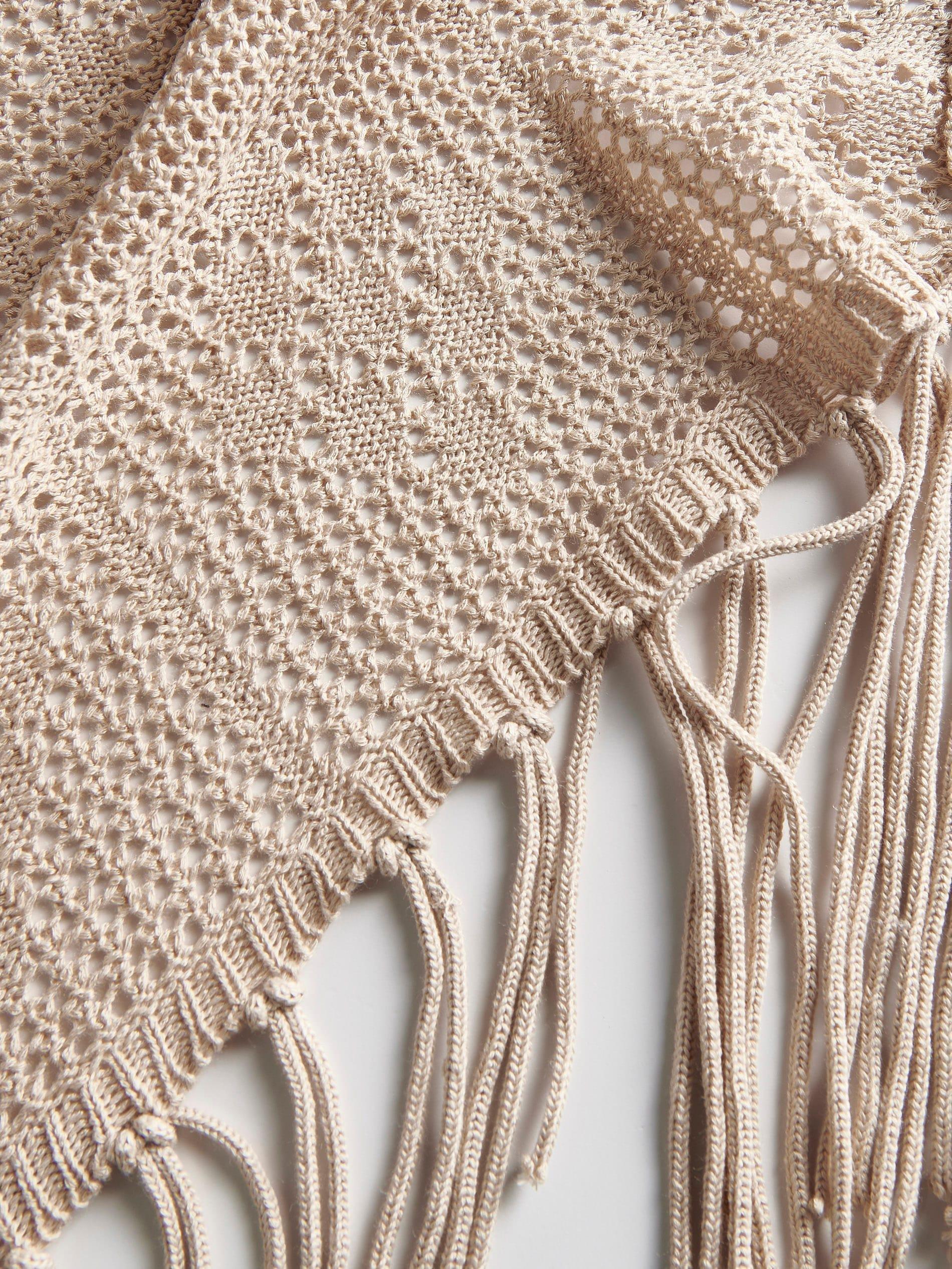 Beige Openwork Beach Kimono, , large image number 2