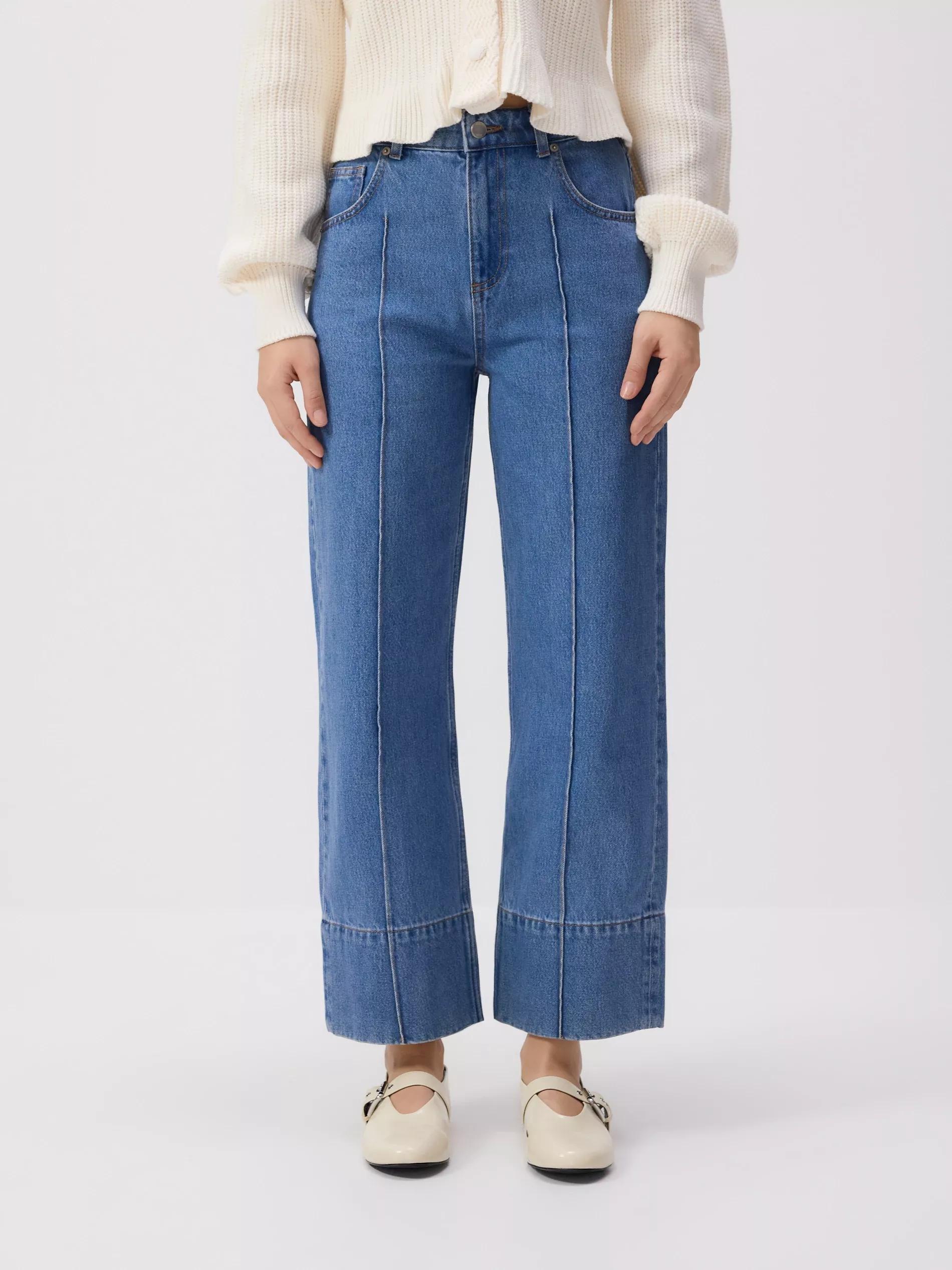 Blue Denim Wide-Leg Jeans, , large image number 0