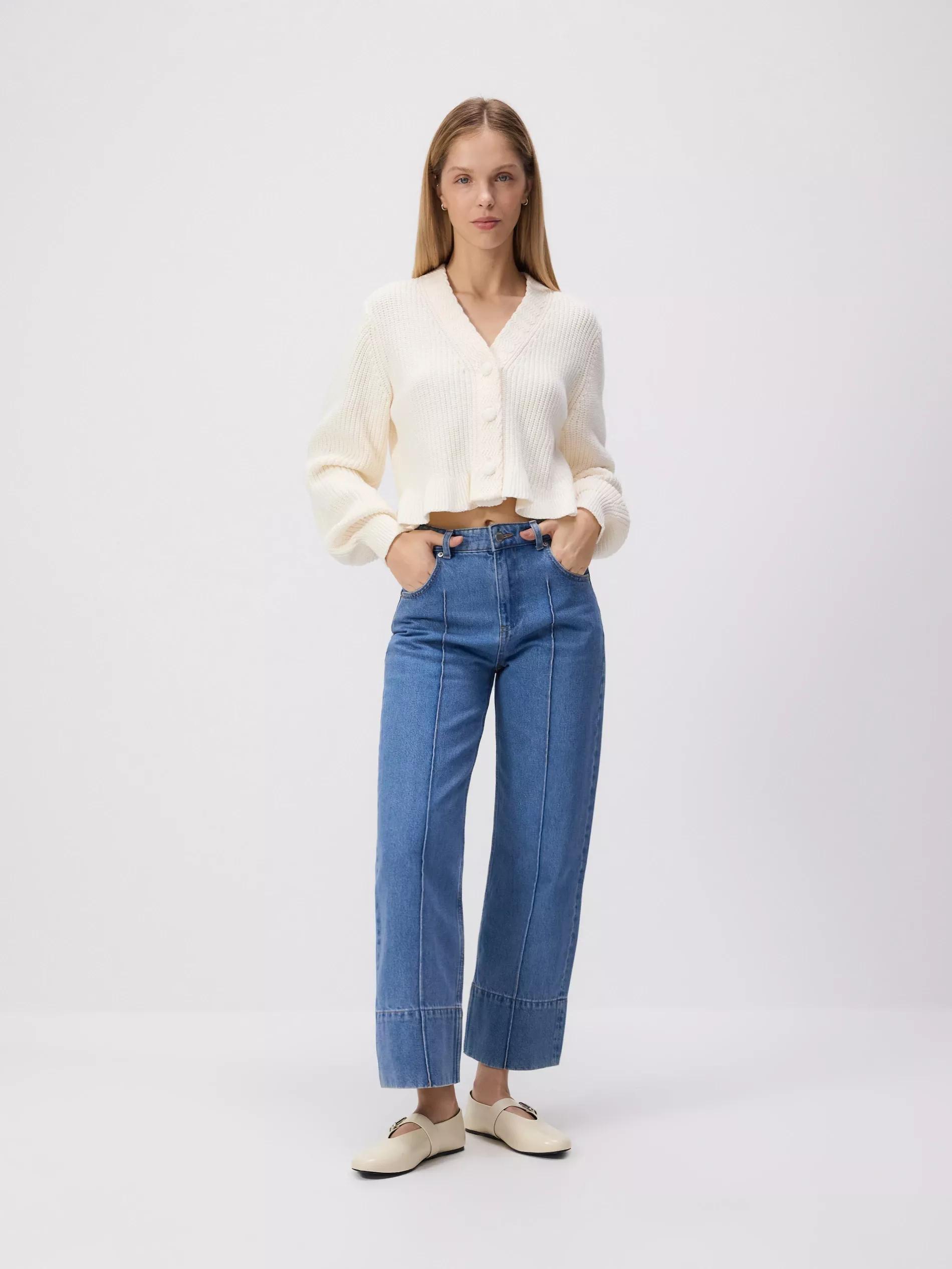 Blue Denim Wide-Leg Jeans, , large image number 2