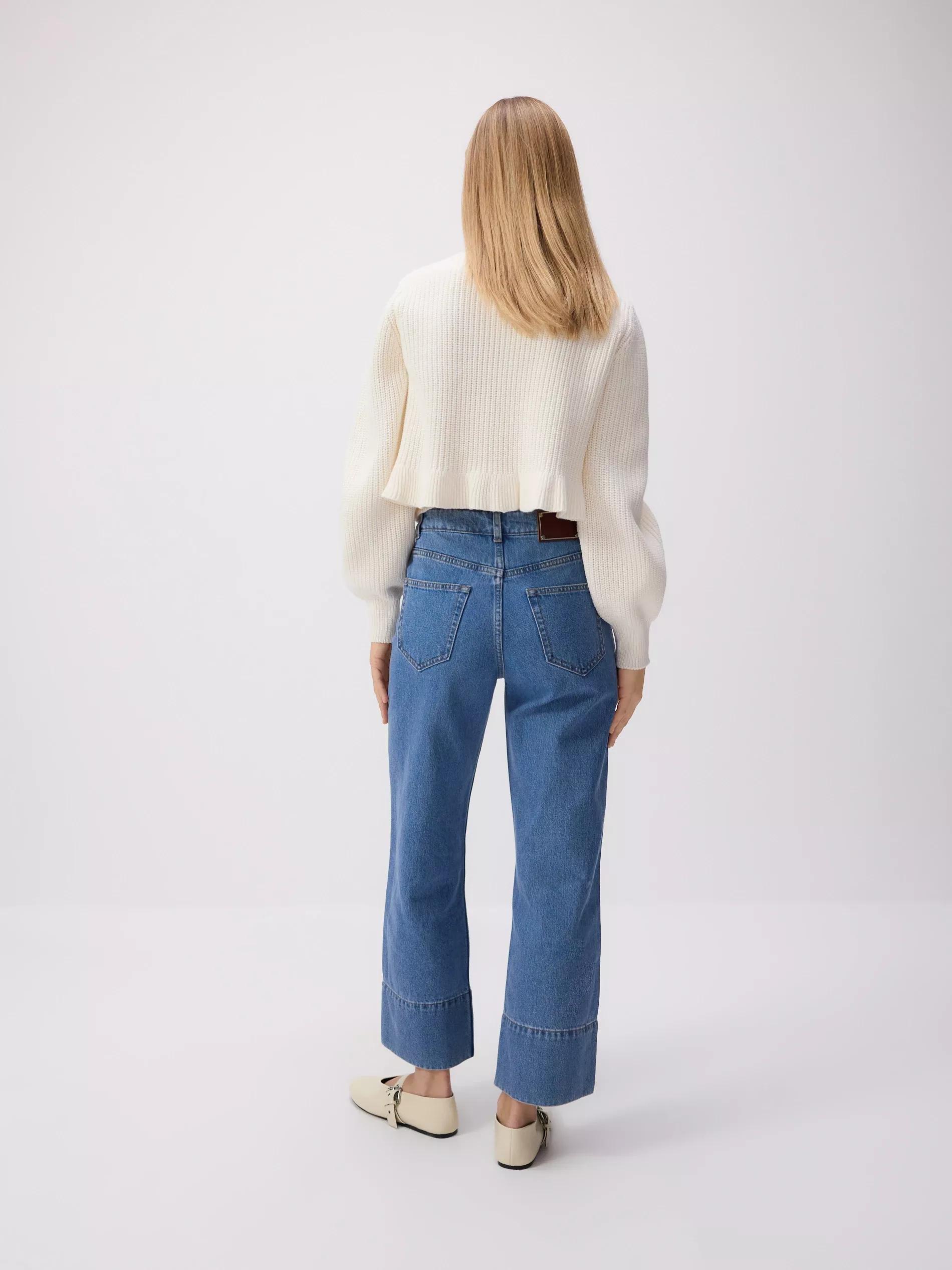 Blue Denim Wide-Leg Jeans, , large image number 3