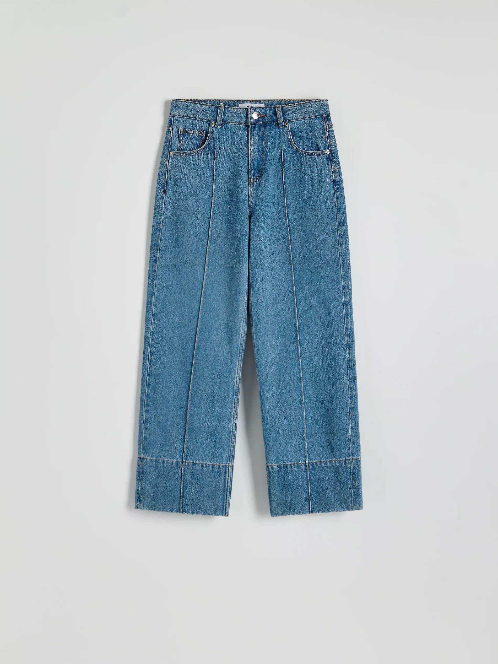 Blue Denim Wide-Leg Jeans, , large image number 4
