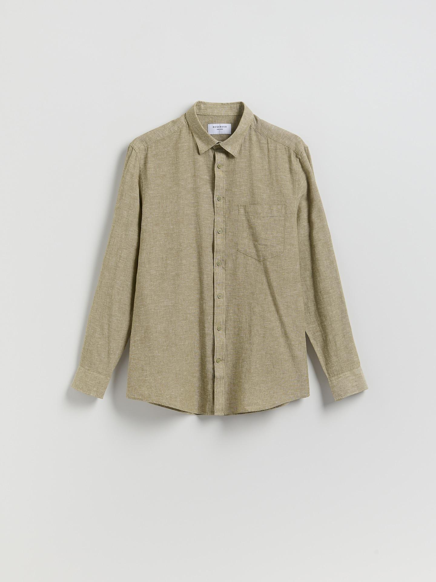 Green Regular Fit Shirt With Linen Blend, 7401_91M, large image number 3
