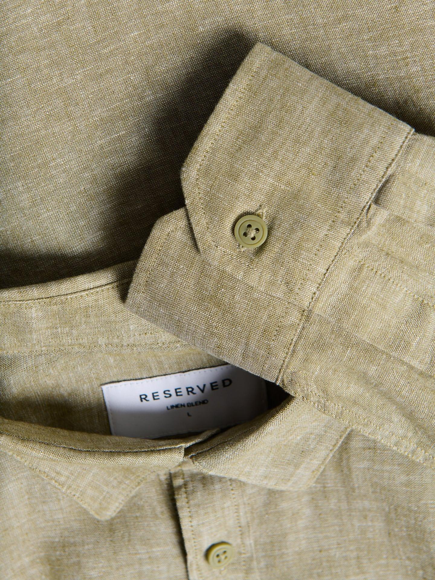 Green Regular Fit Shirt With Linen Blend, 7401_91M, large image number 4