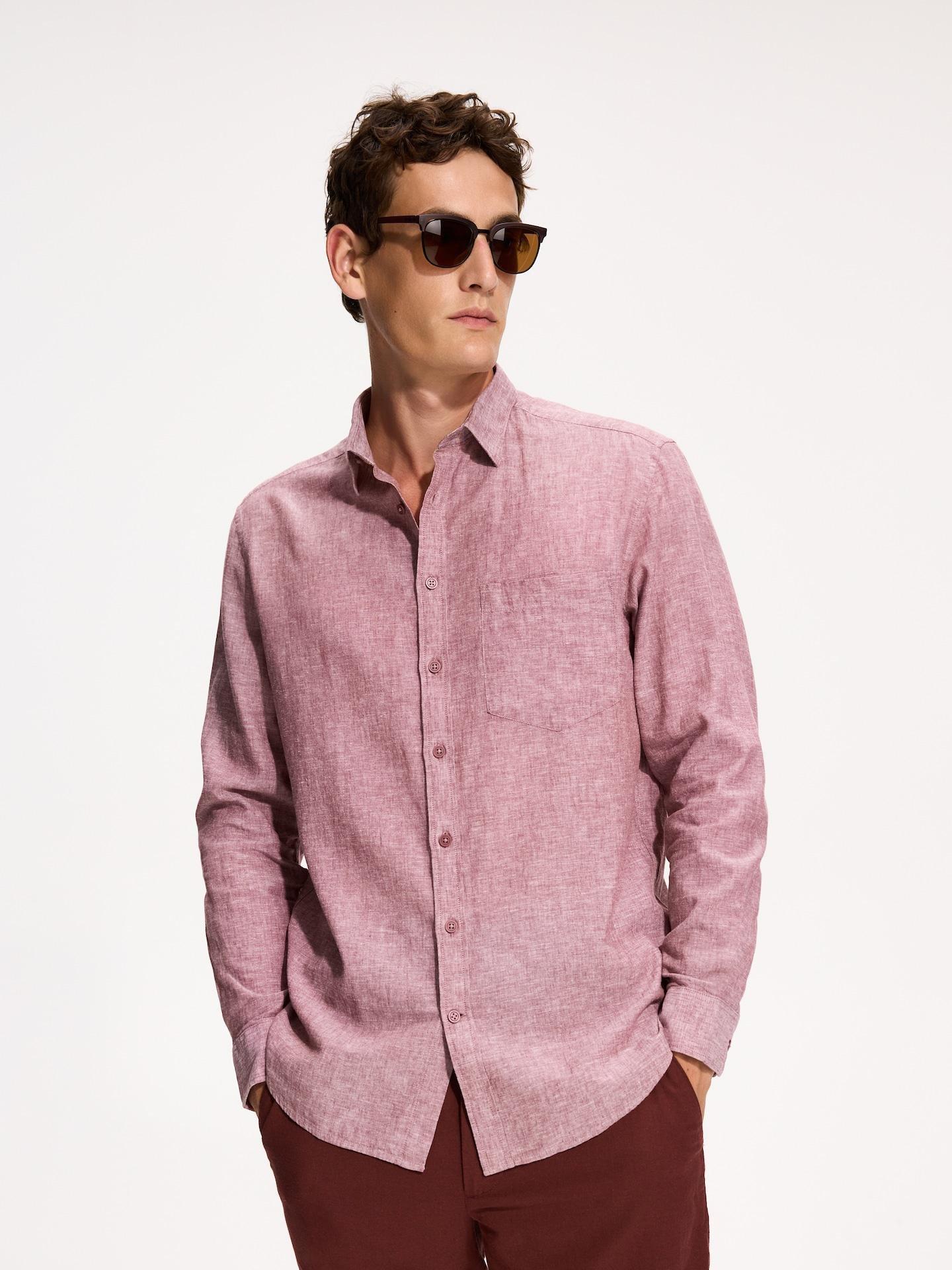 Carmine Regular Fit Shirt With Linen Blend, 7401_92M, medium