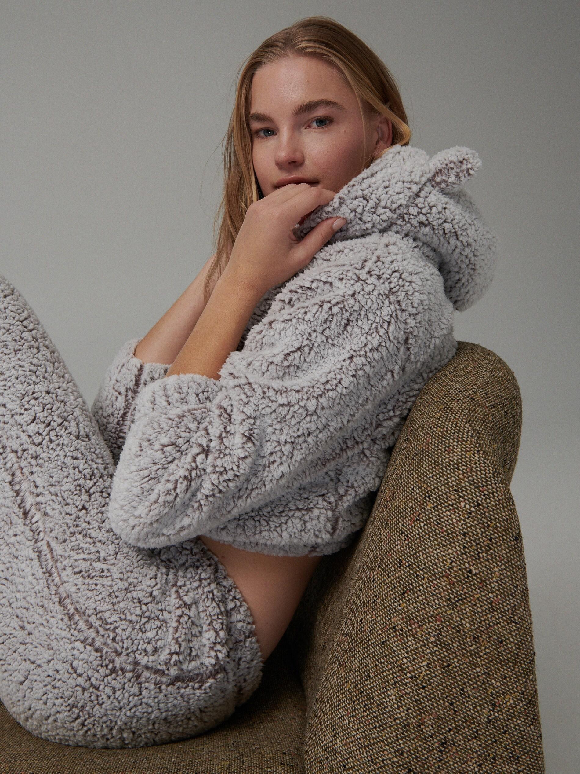 Nude Faux Shearling Hoodie, Women, , large image number 1