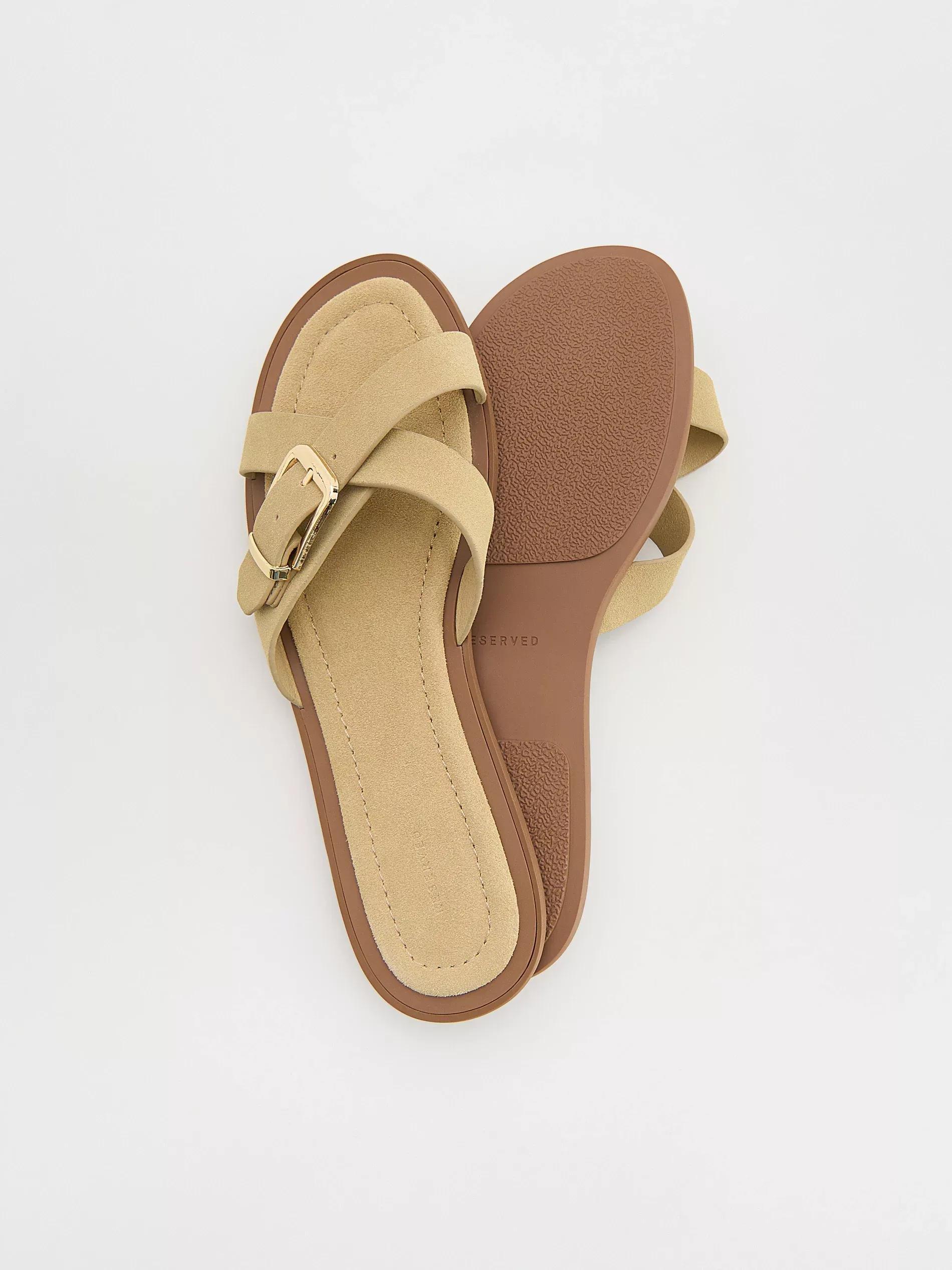 Beige Suede Mules With Buckles, , large image number 3