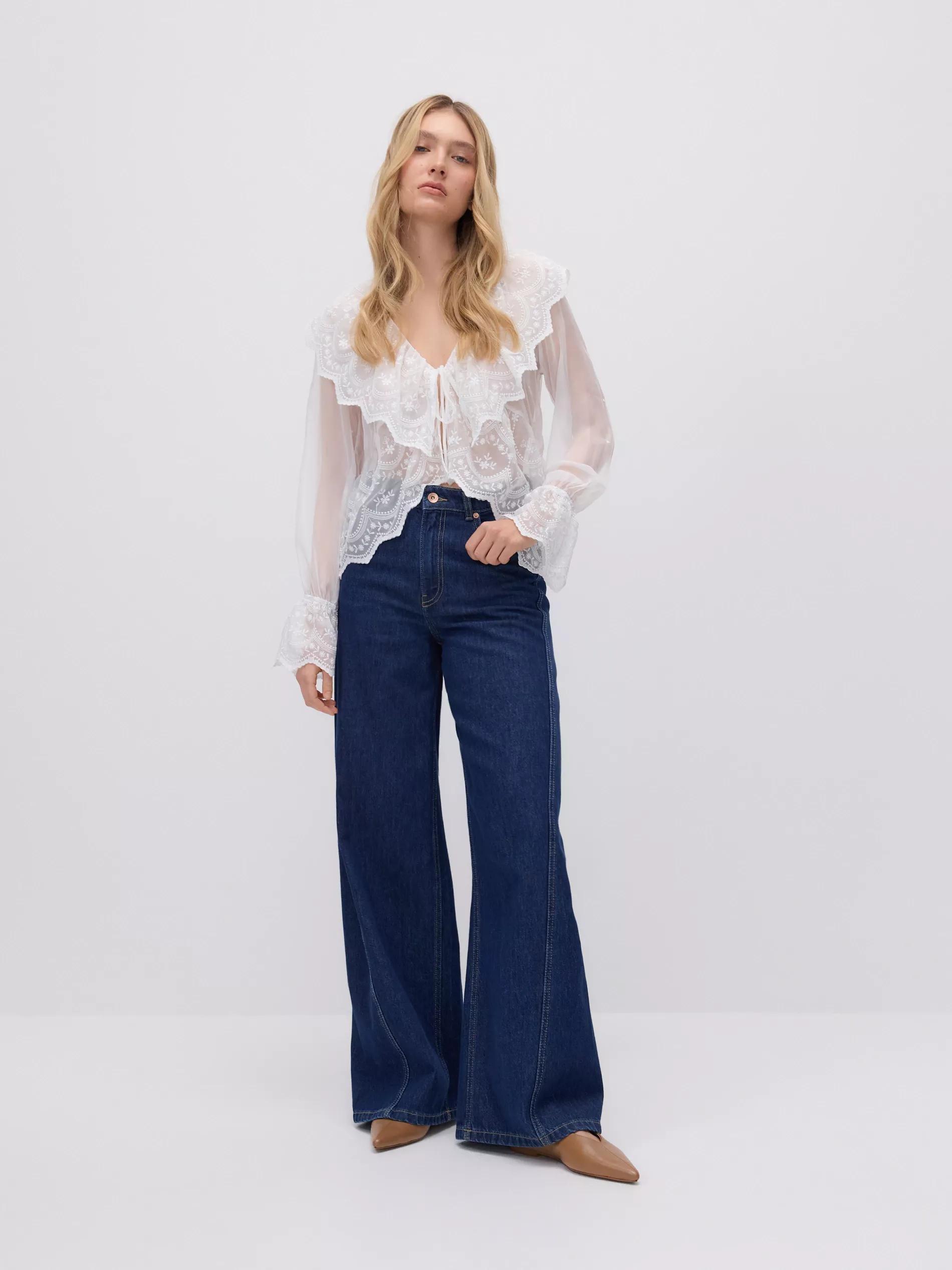 White Ruffle Hem Blouse, , large image number 3