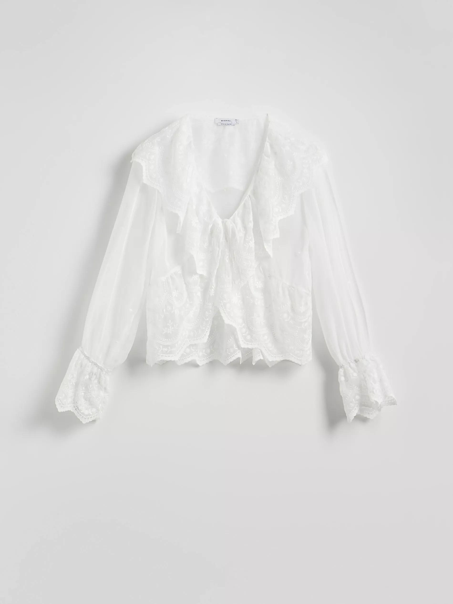 White Ruffle Hem Blouse, , large image number 5