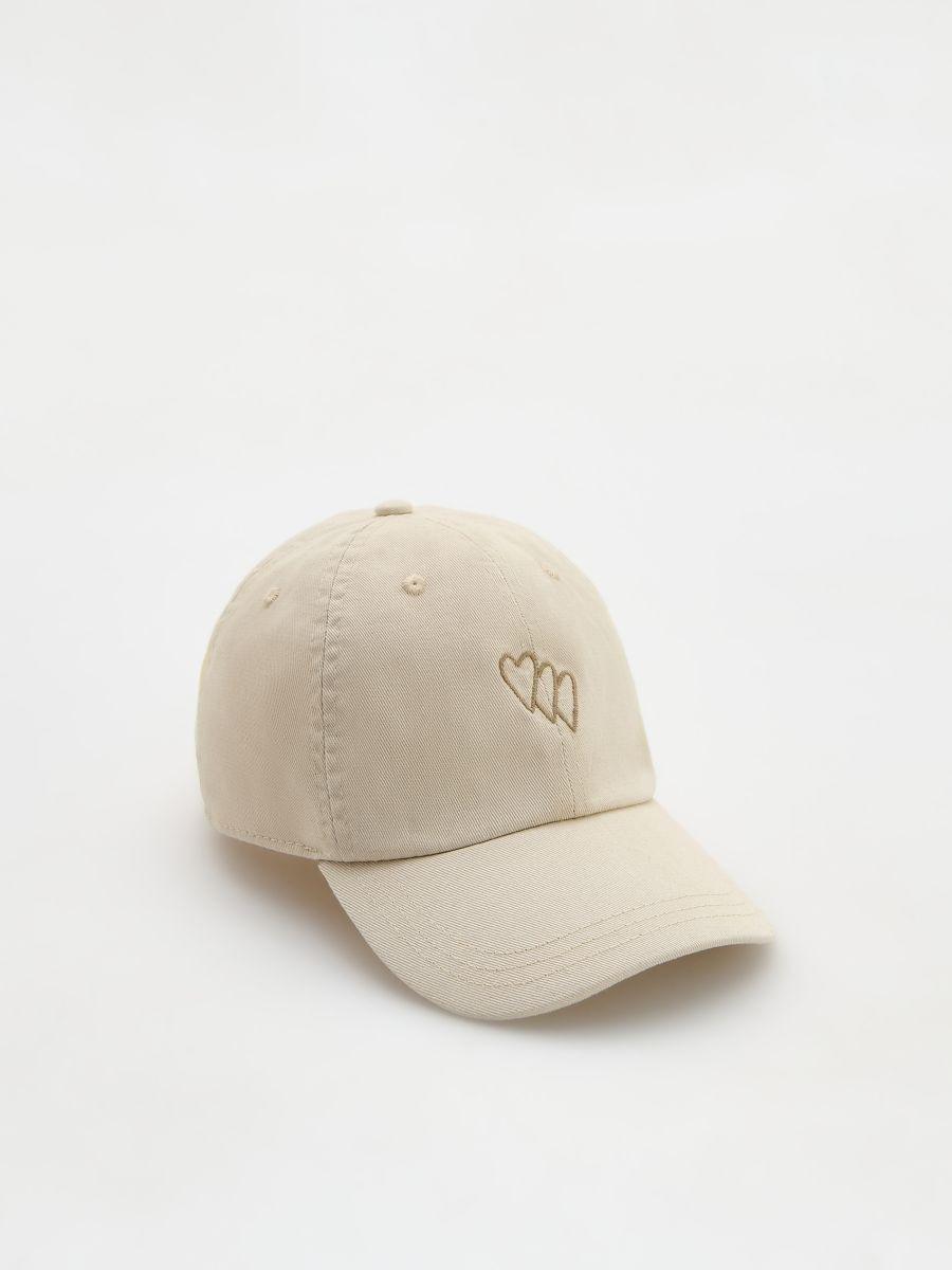 Biege Cap With Applique, Kids Girls, , medium