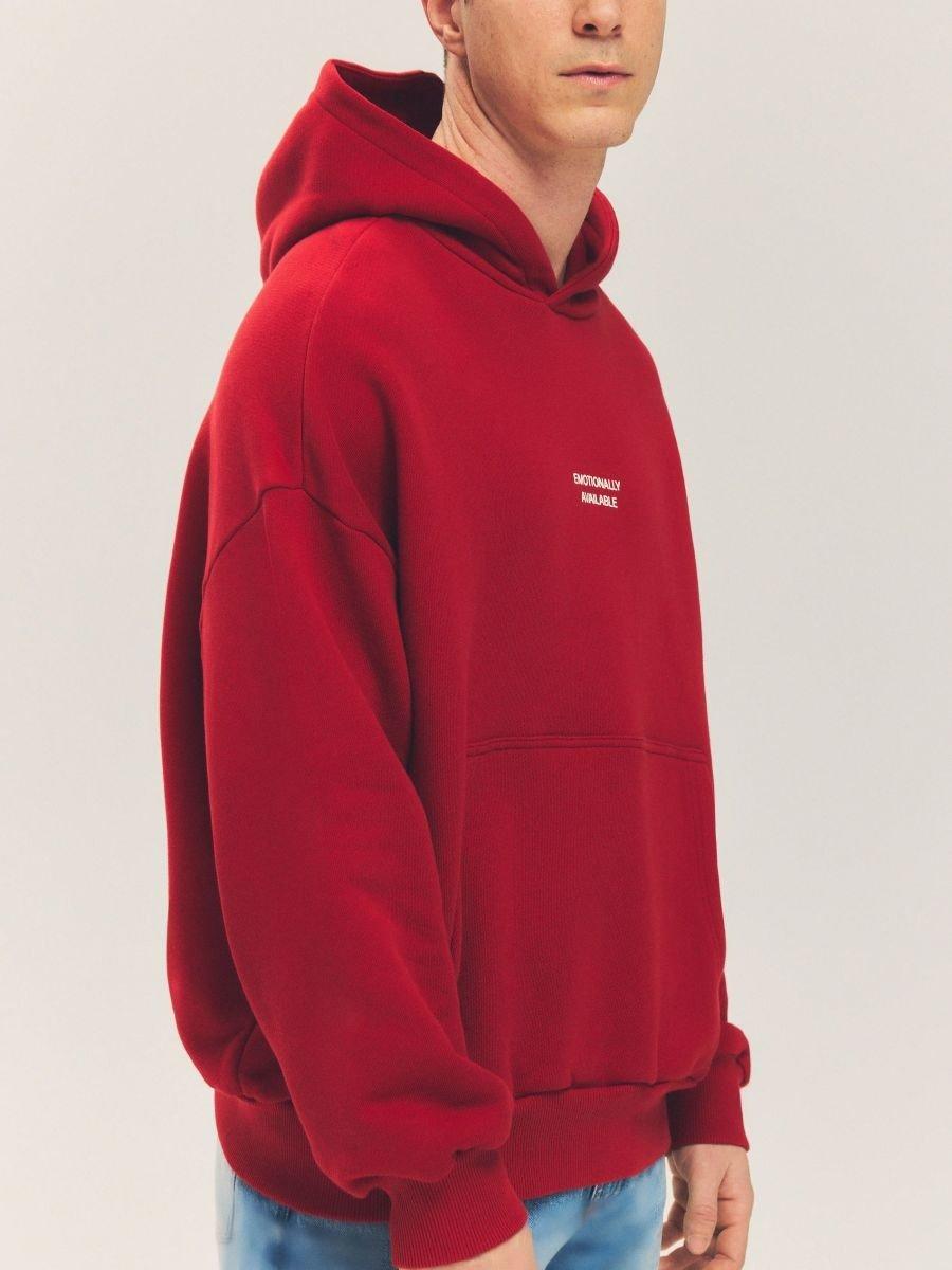 Red Oversized Sports Sweatshirt With Inscriptions, , large image number 0