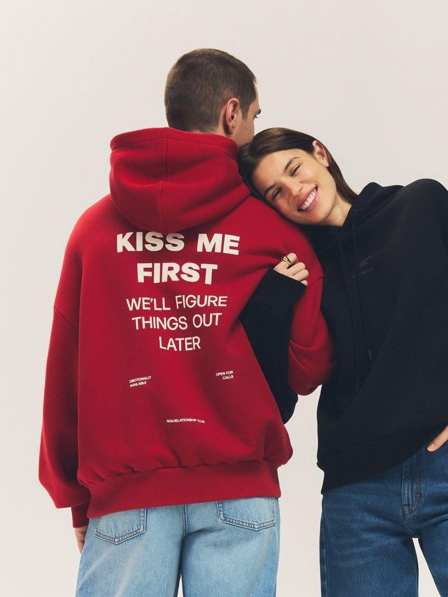 Red Oversized Sports Sweatshirt With Inscriptions, , large image number 2