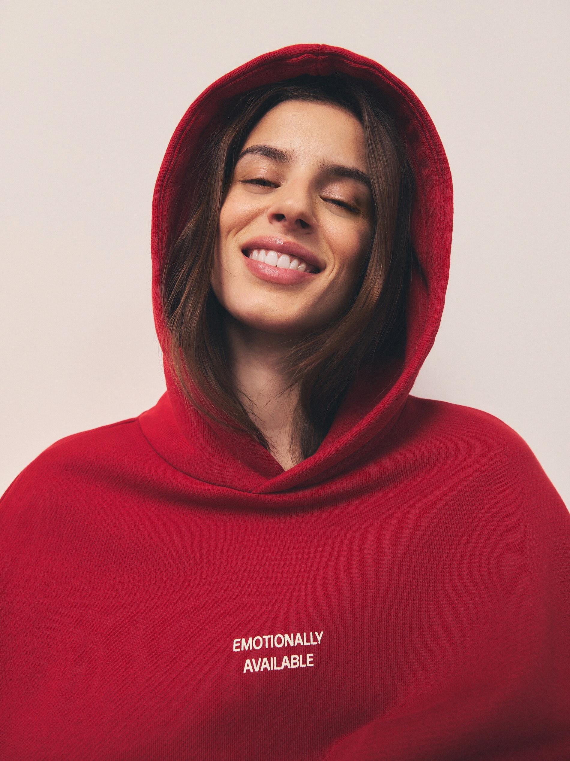 Red Oversized Sports Sweatshirt With Inscriptions, , large image number 3