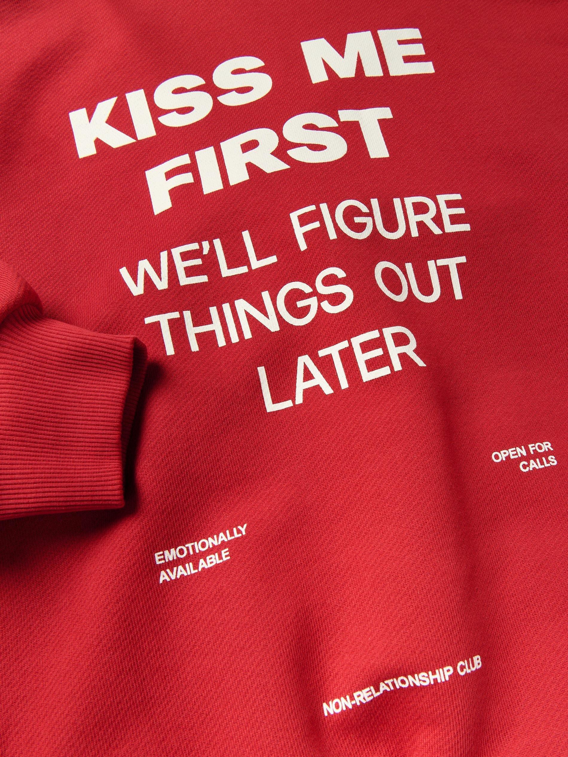 Red Oversized Sports Sweatshirt With Inscriptions, , large image number 5