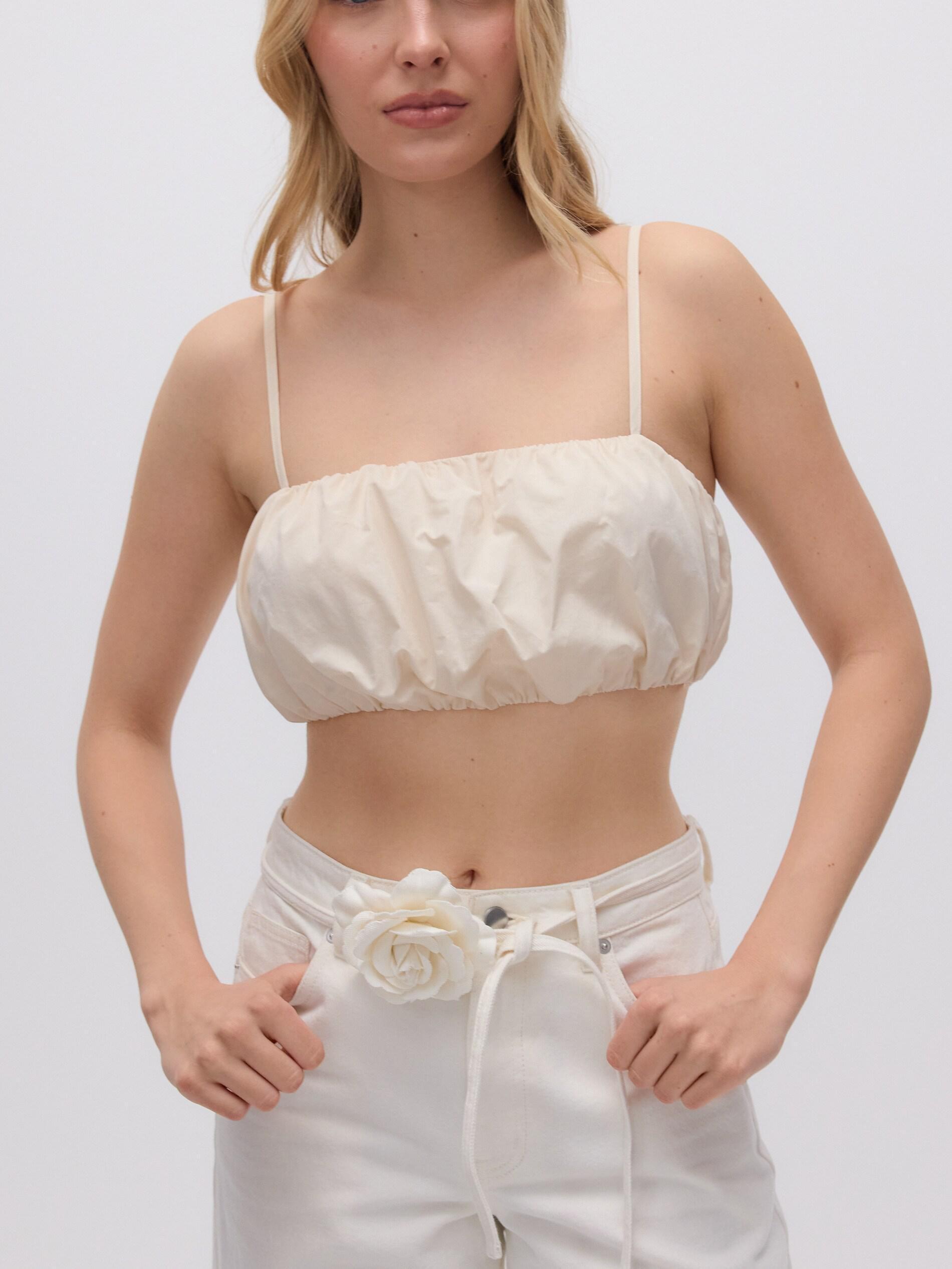 Cream Cami Crop Top, Ivory, medium