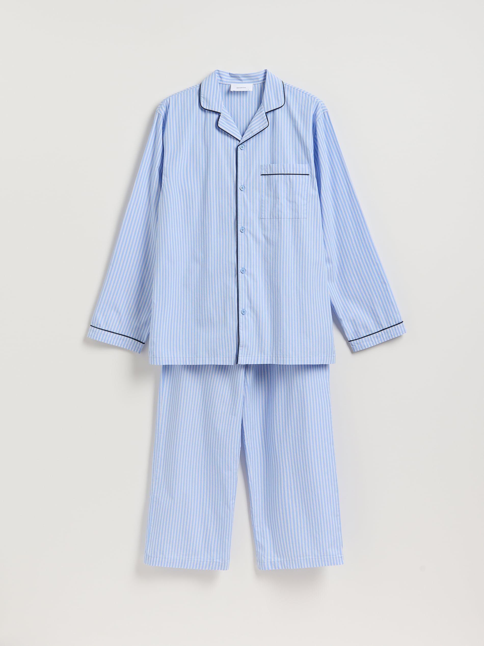 Blue Two Piece Cotton Pyjama Set, Blue, medium