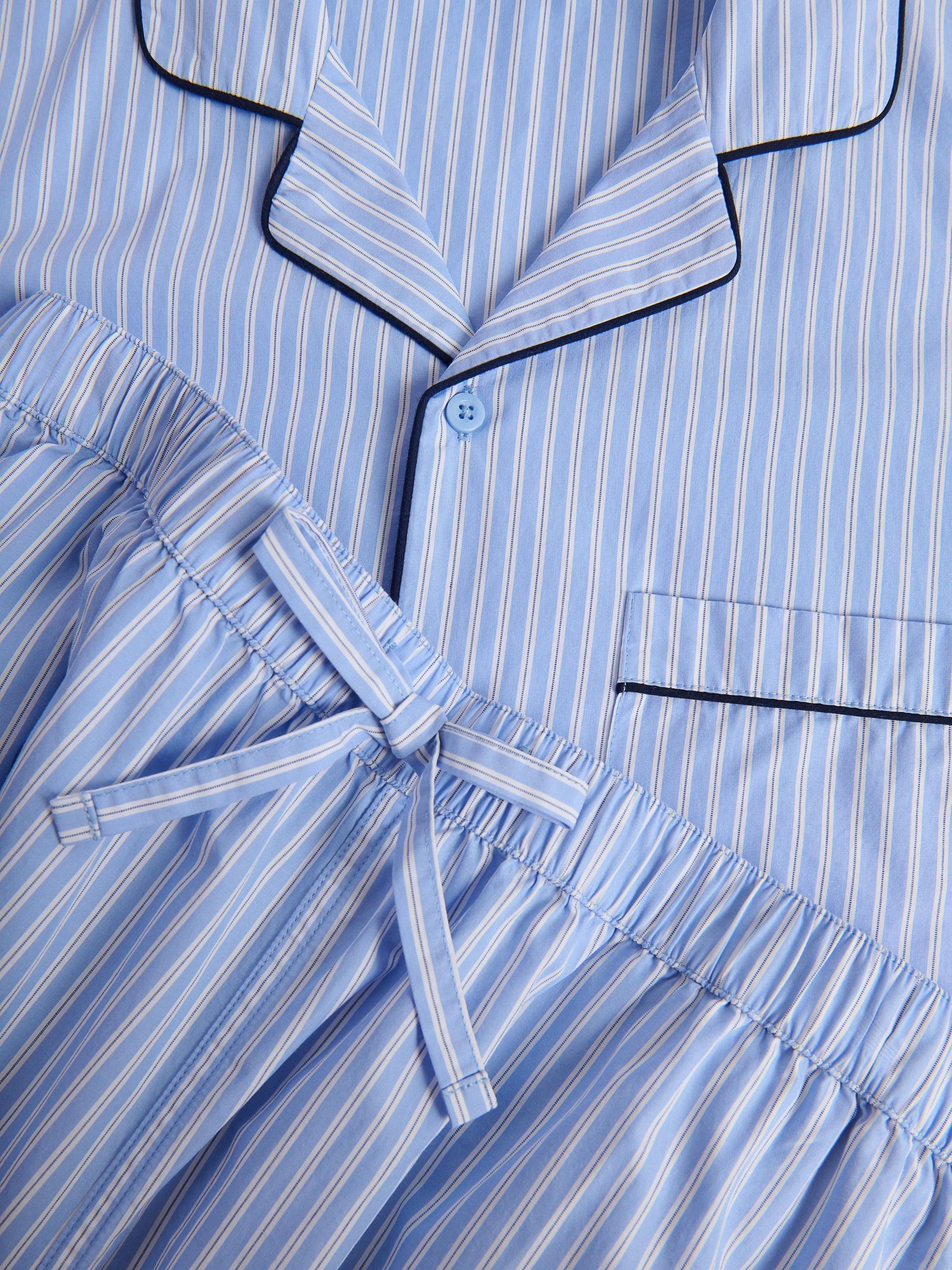 Blue Two Piece Cotton Pyjama Set, Blue, medium