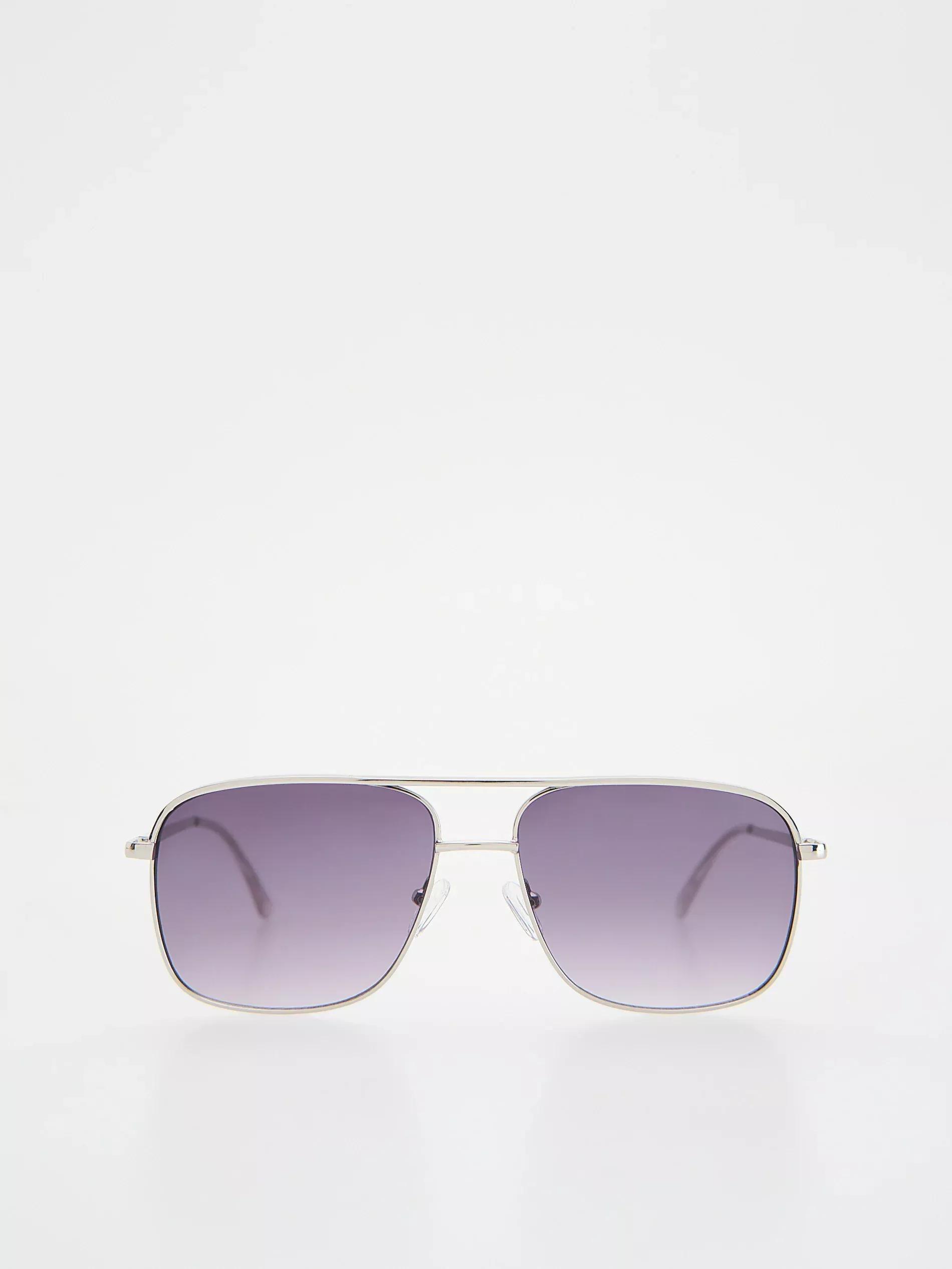 Silver Aviator Sunglasses, Silver, large image number 0