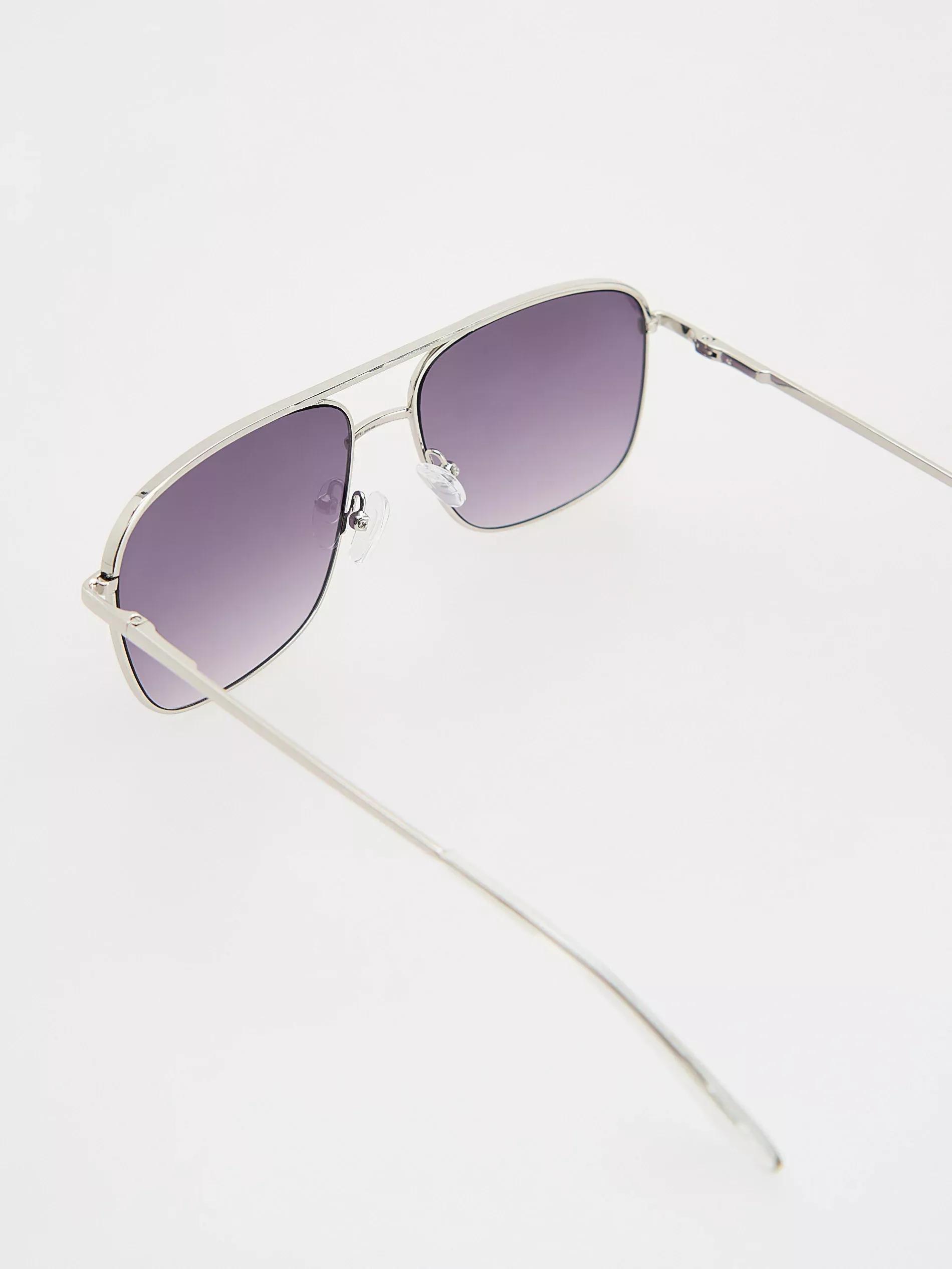 Silver Aviator Sunglasses, Silver, large image number 1