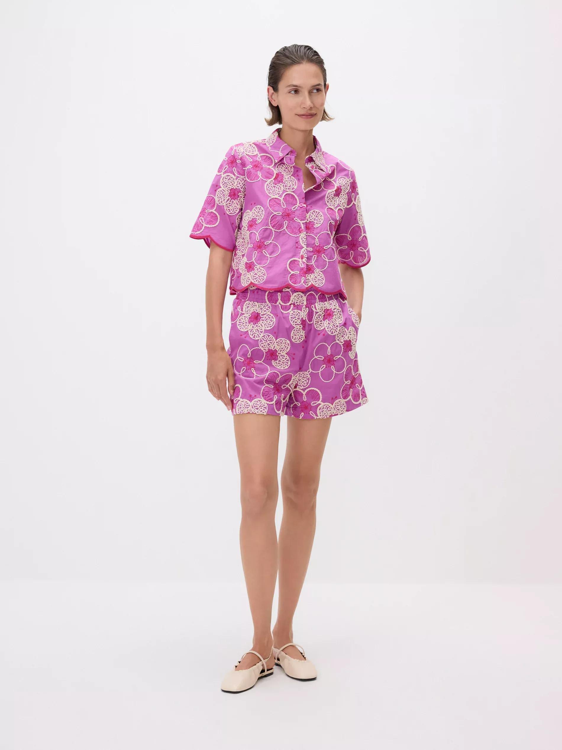 Pink Embroidered Cotton Shirt, , large image number 1