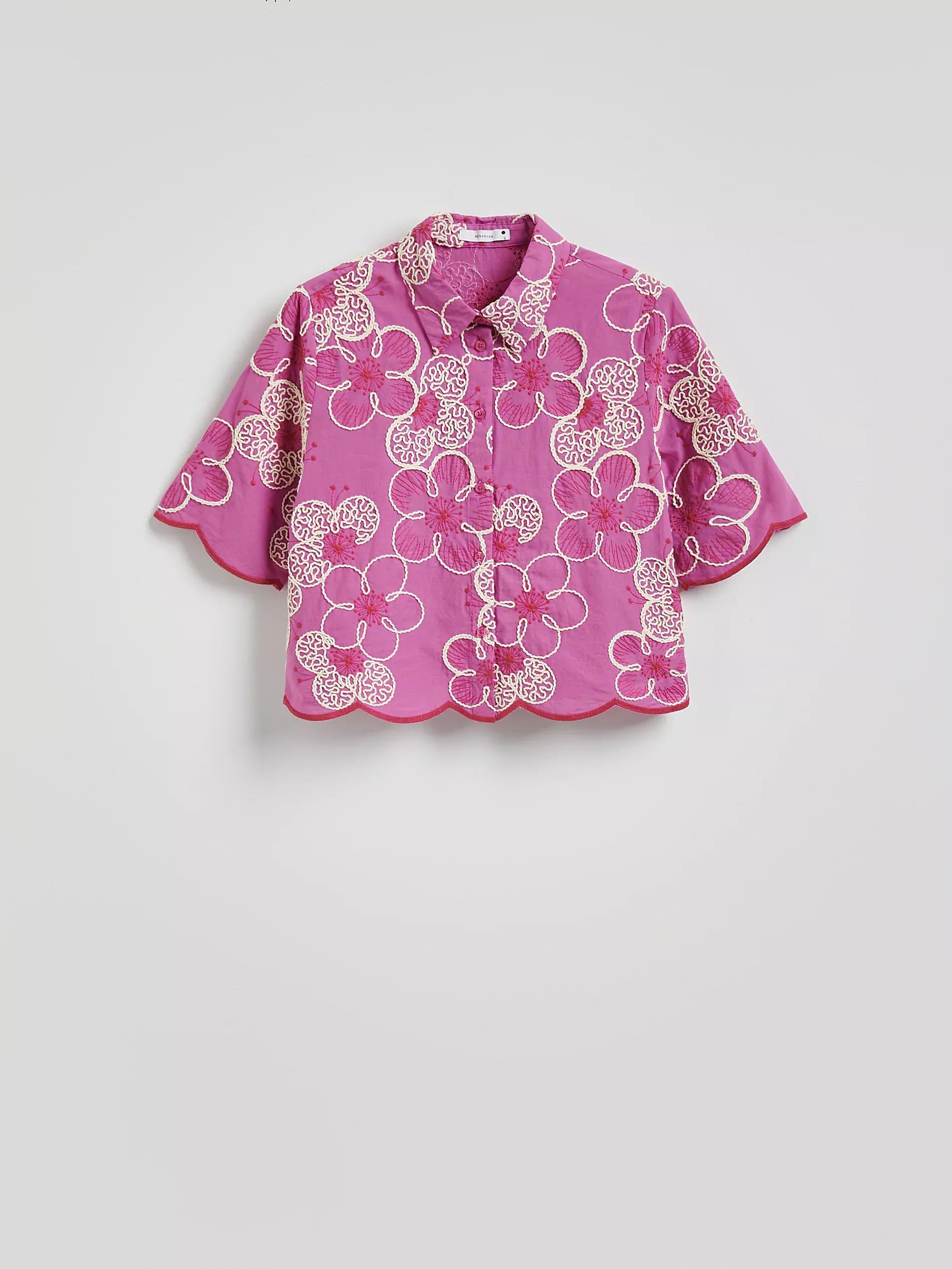 Pink Embroidered Cotton Shirt, , large image number 4