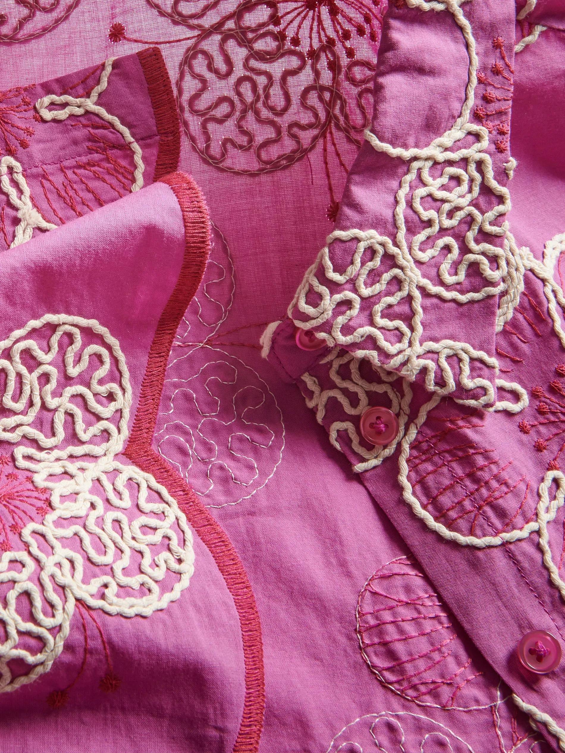 Pink Embroidered Cotton Shirt, , large image number 5