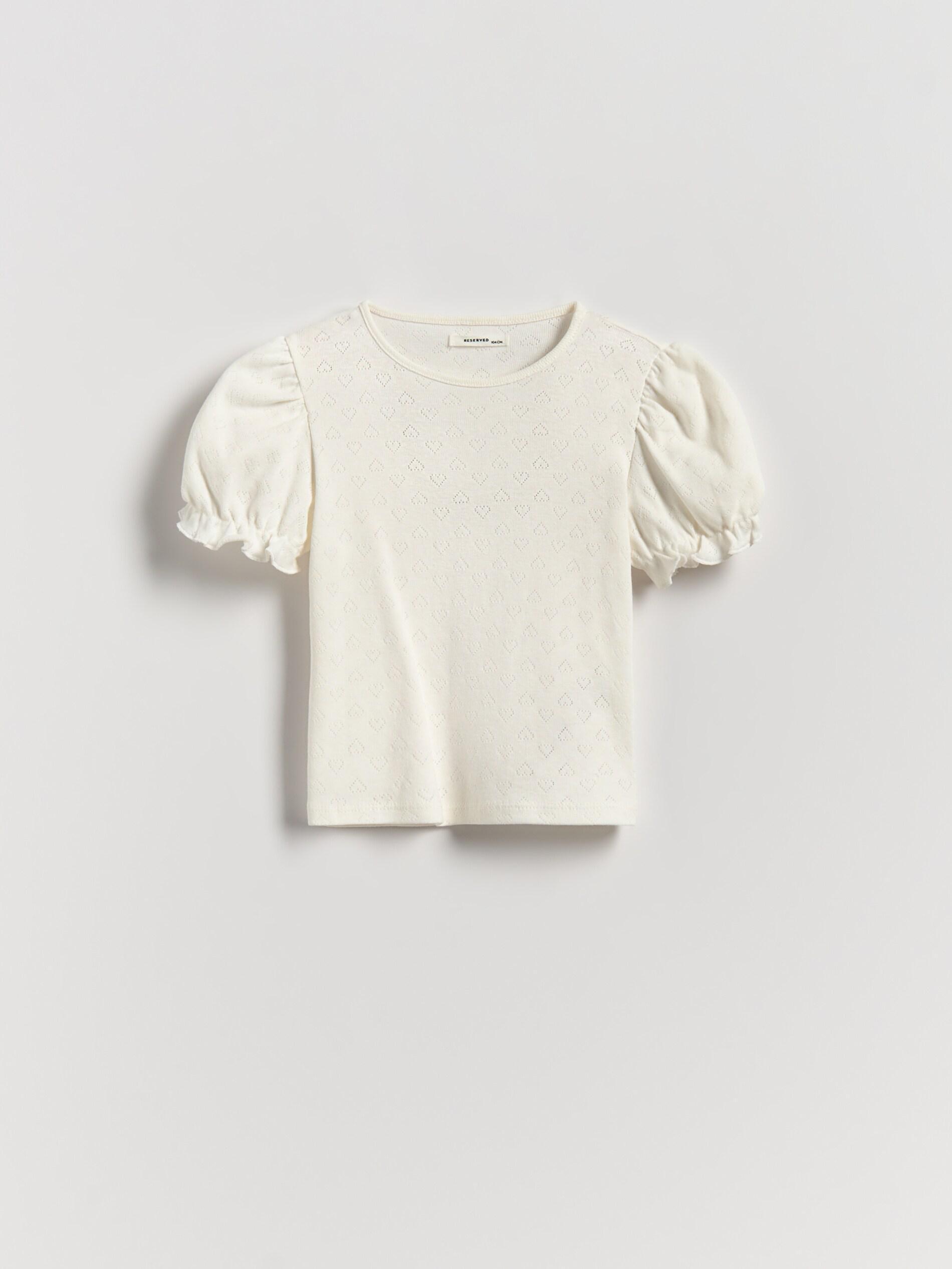 Cream Cotton Rich Blouse With Puff Sleeves, Ivory, large image number 2