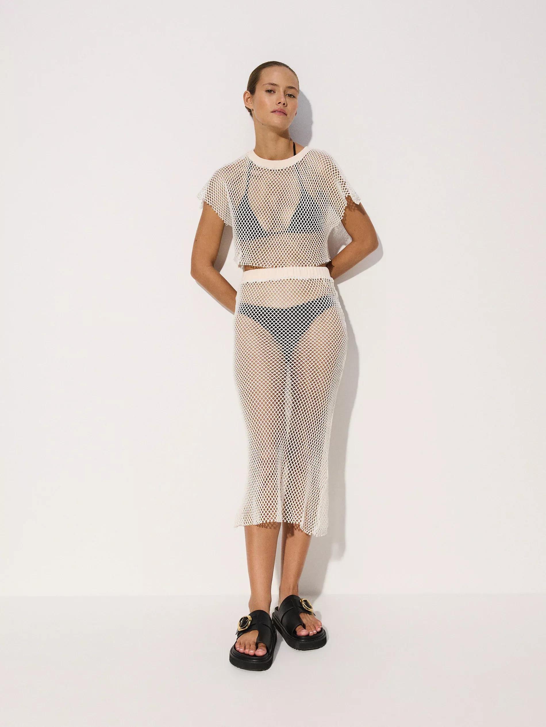 White Net Mini Skirt, , large image number 1