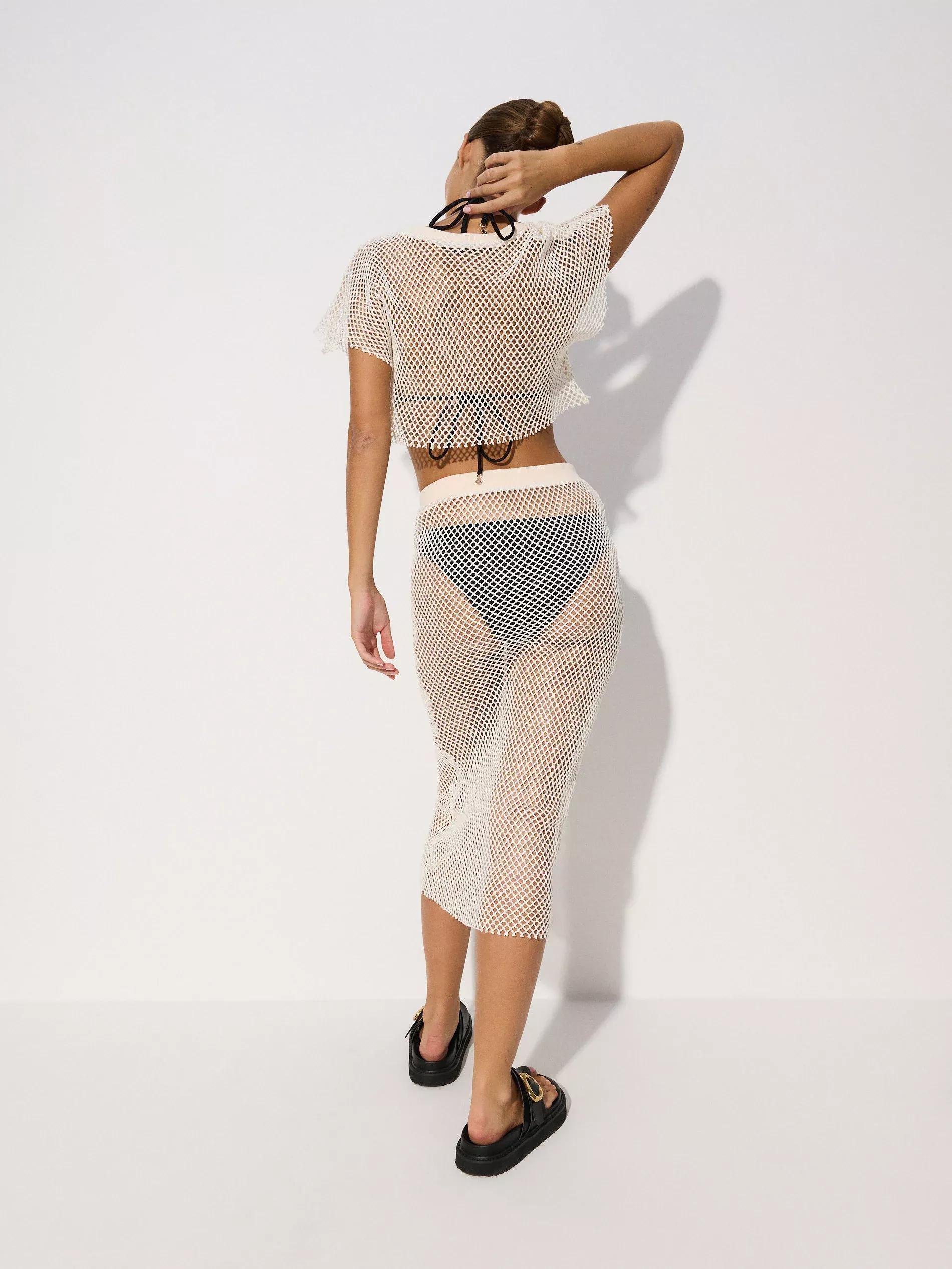 White Net Mini Skirt, , large image number 4