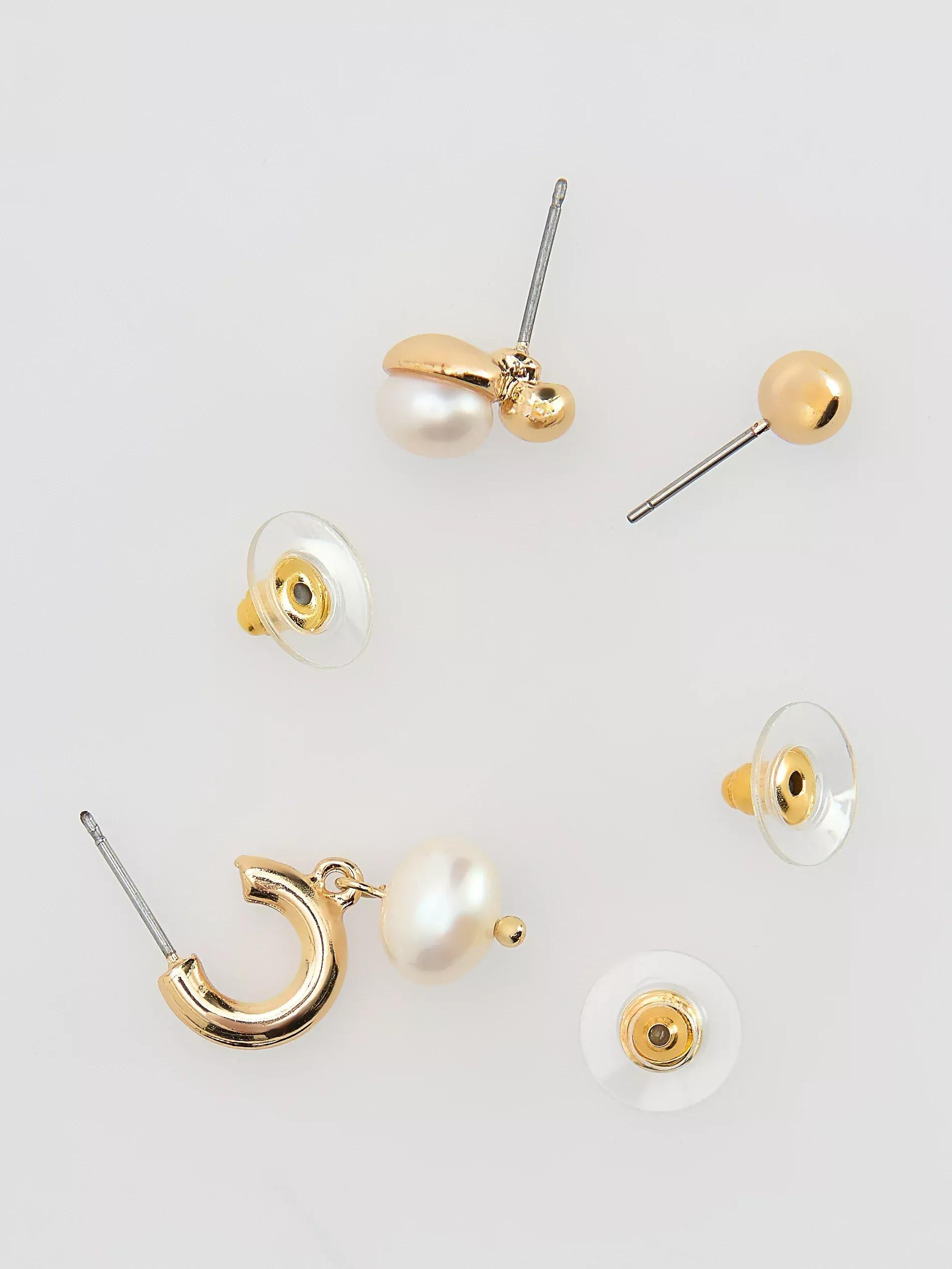 White Earrings, White, medium