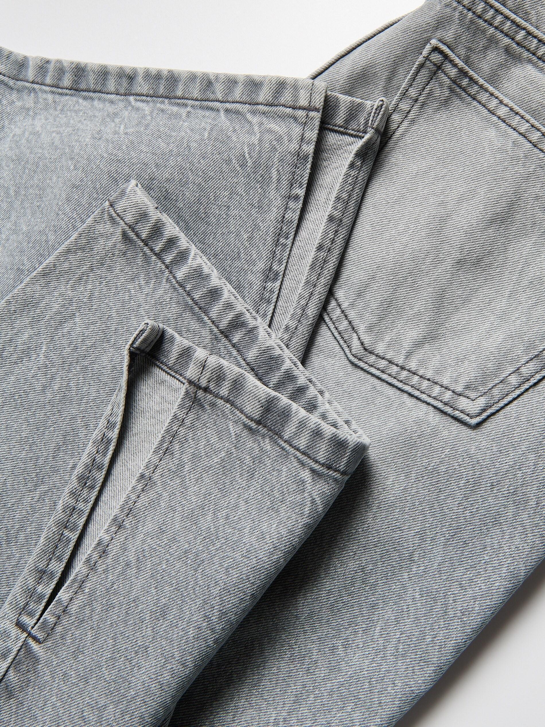 Grey Ripped Straight Jeans, Light grey, medium