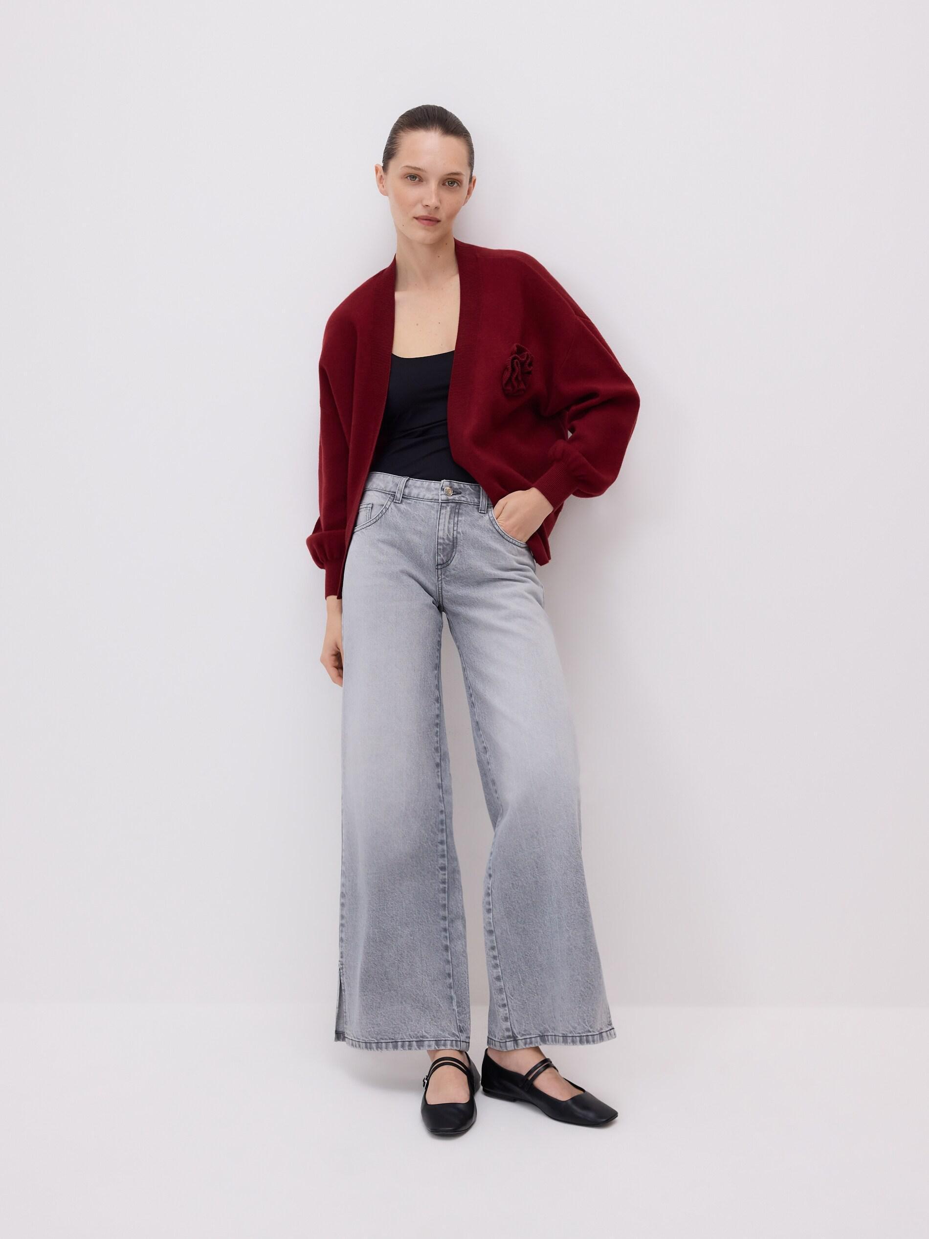 Grey Ripped Straight Jeans, Light grey, large image number 2