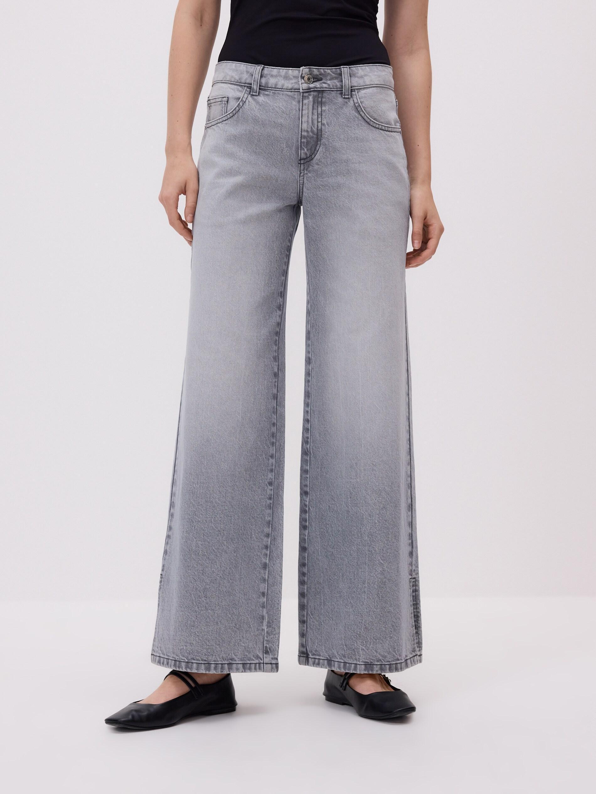 Grey Ripped Straight Jeans, Light grey, large image number 3