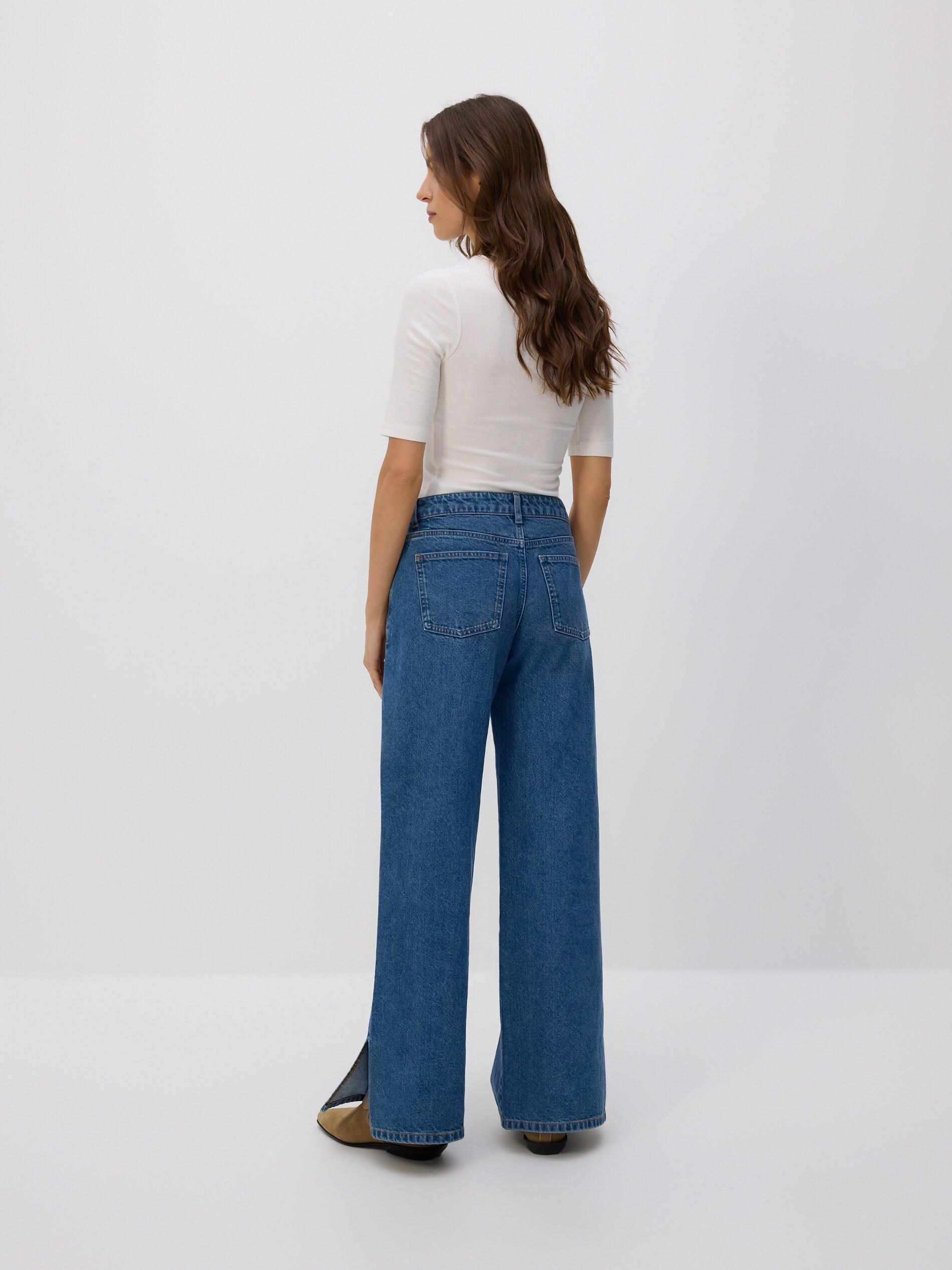 Blue Jeans Ripped Straight Jeans, Blue, large image number 3