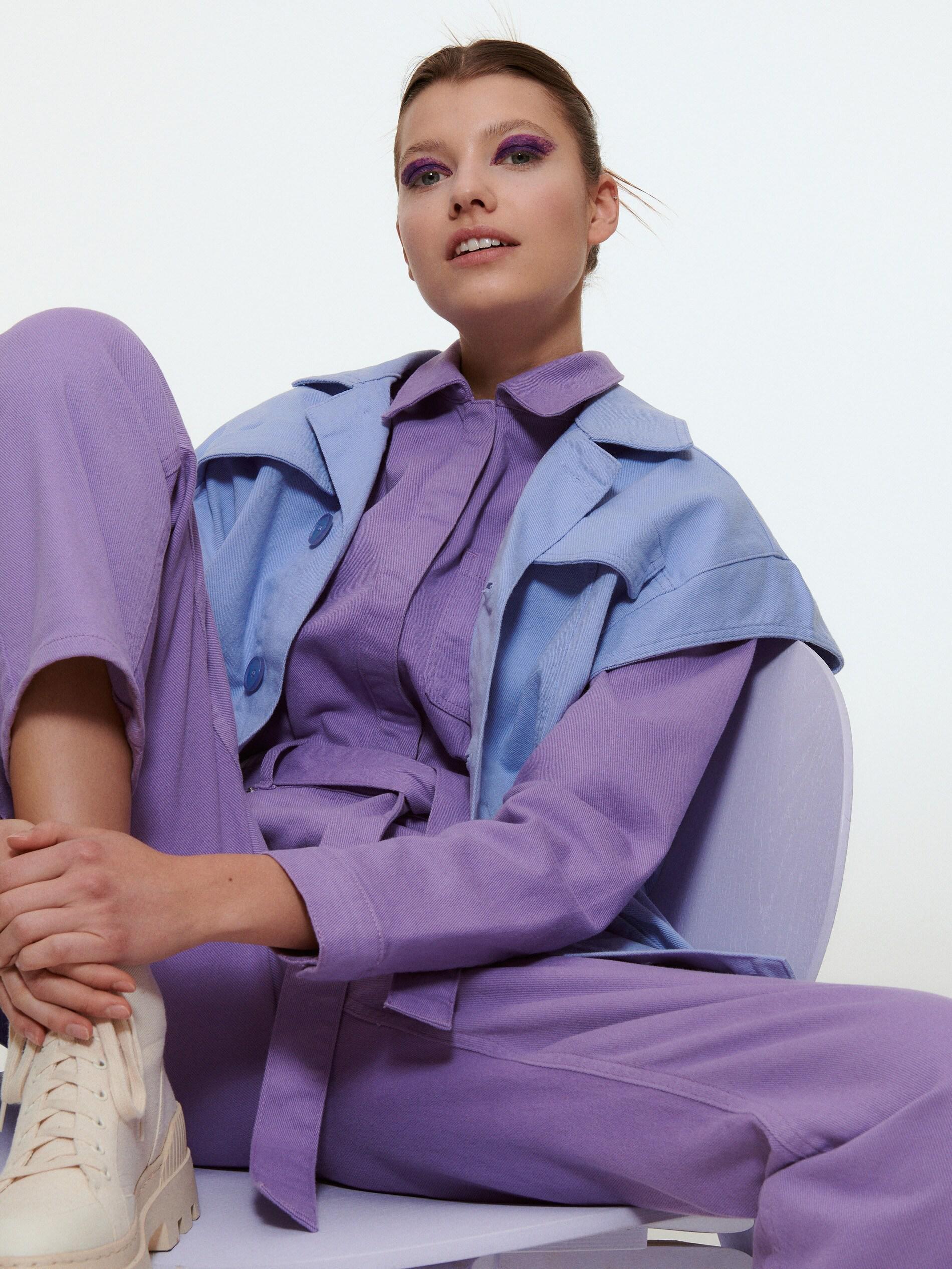 Purple Denim Jumpsuit, , large image number 1