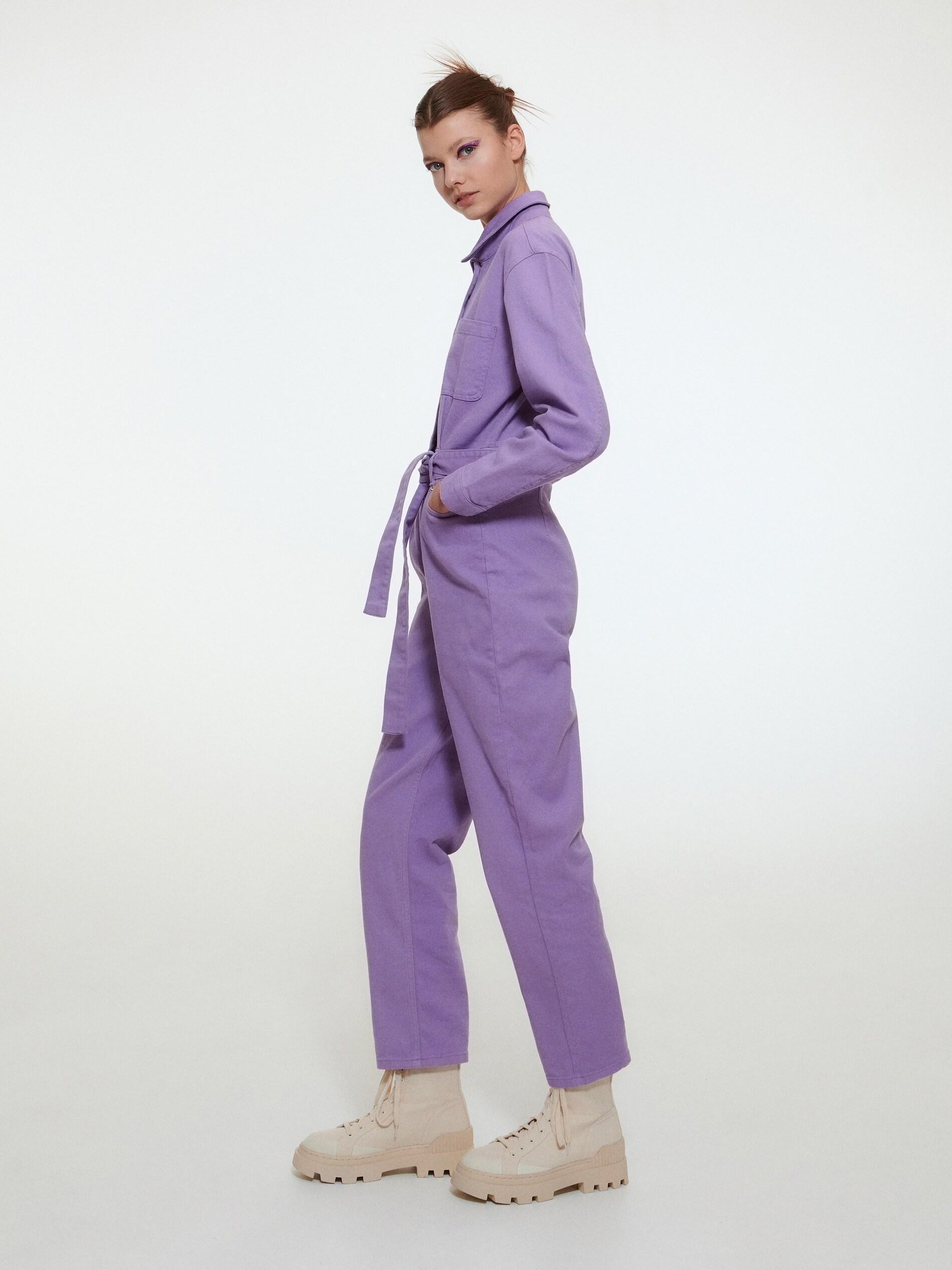 Purple Denim Jumpsuit, , large image number 2