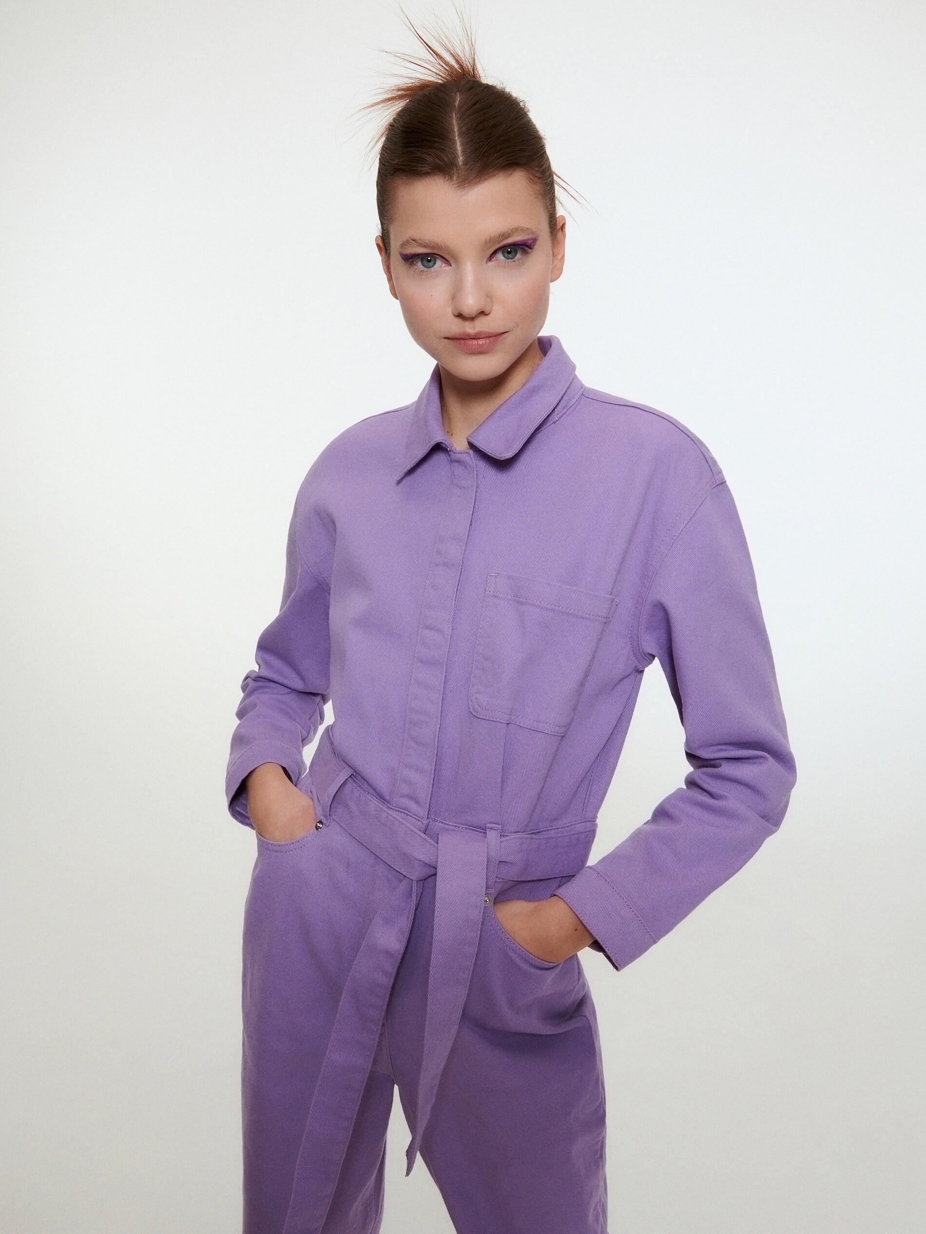 Purple Denim Jumpsuit, , large image number 3