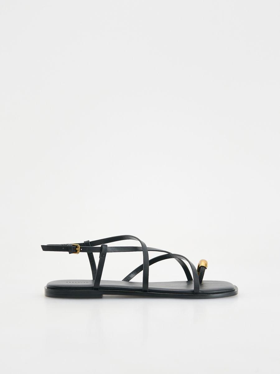 Black Sandals With Decorative Buckle, , large image number 0
