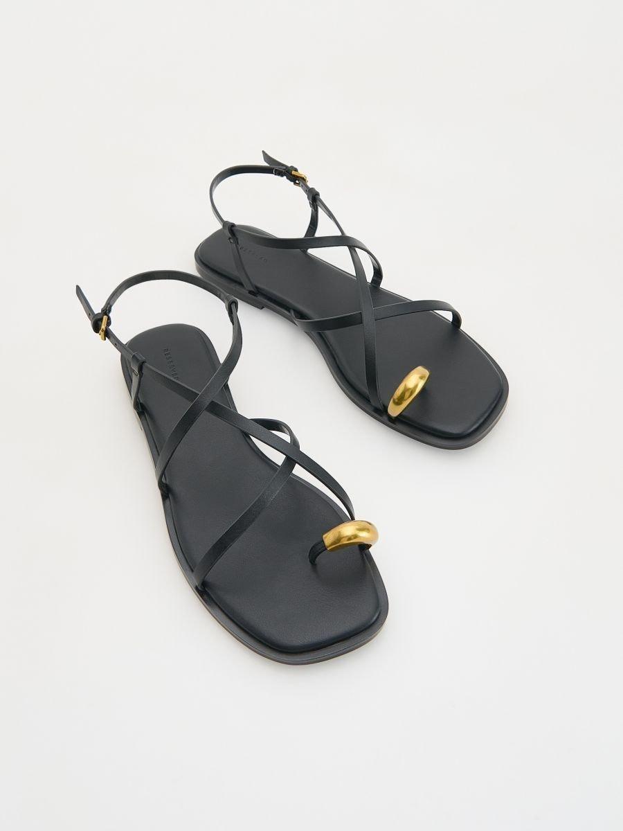 Black Sandals With Decorative Buckle, , large image number 1
