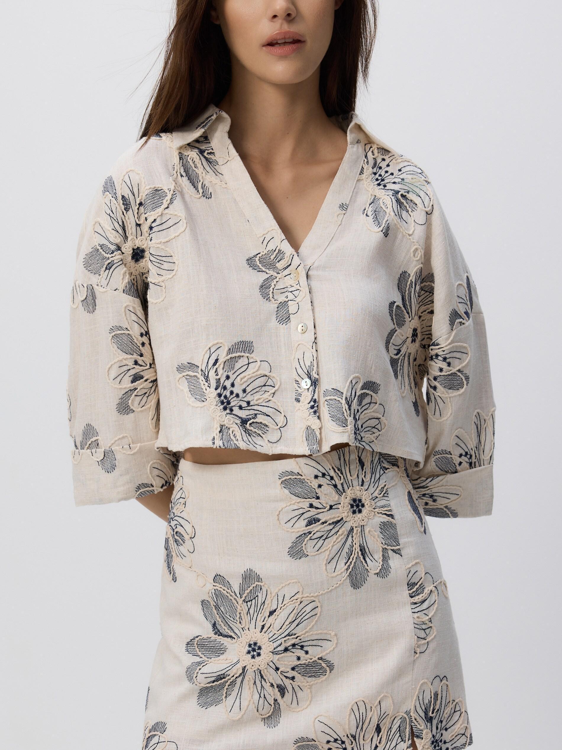 Multicolour Linen Blend Shirt, Multicolor, large image number 0