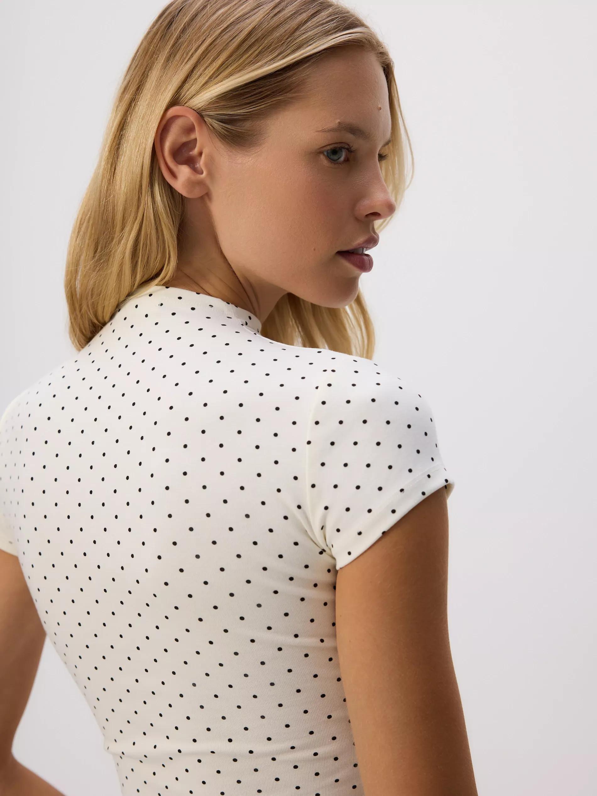 CREAM T-shirt with viscose blend, , large image number 2