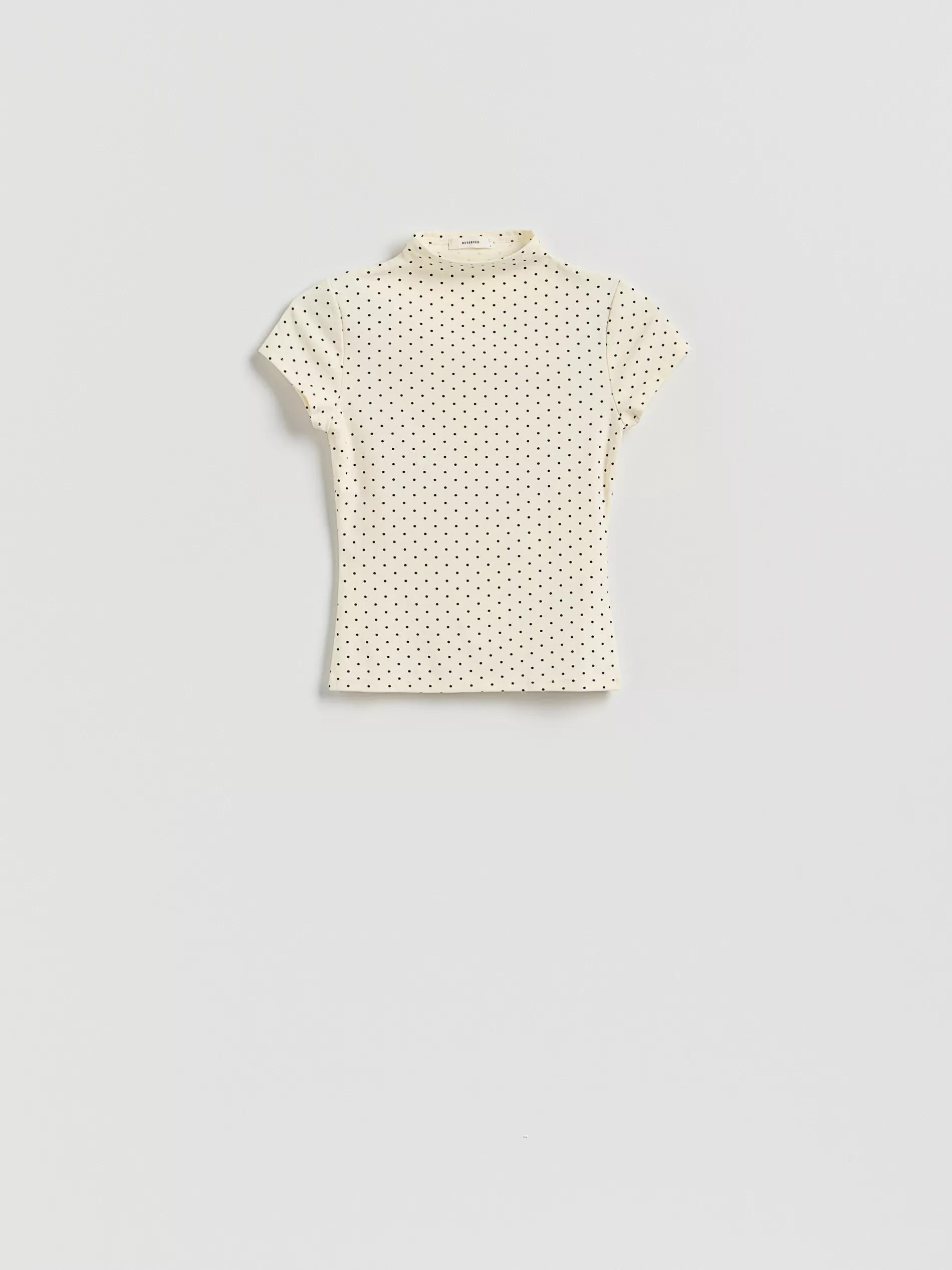 CREAM T-shirt with viscose blend, , large image number 5