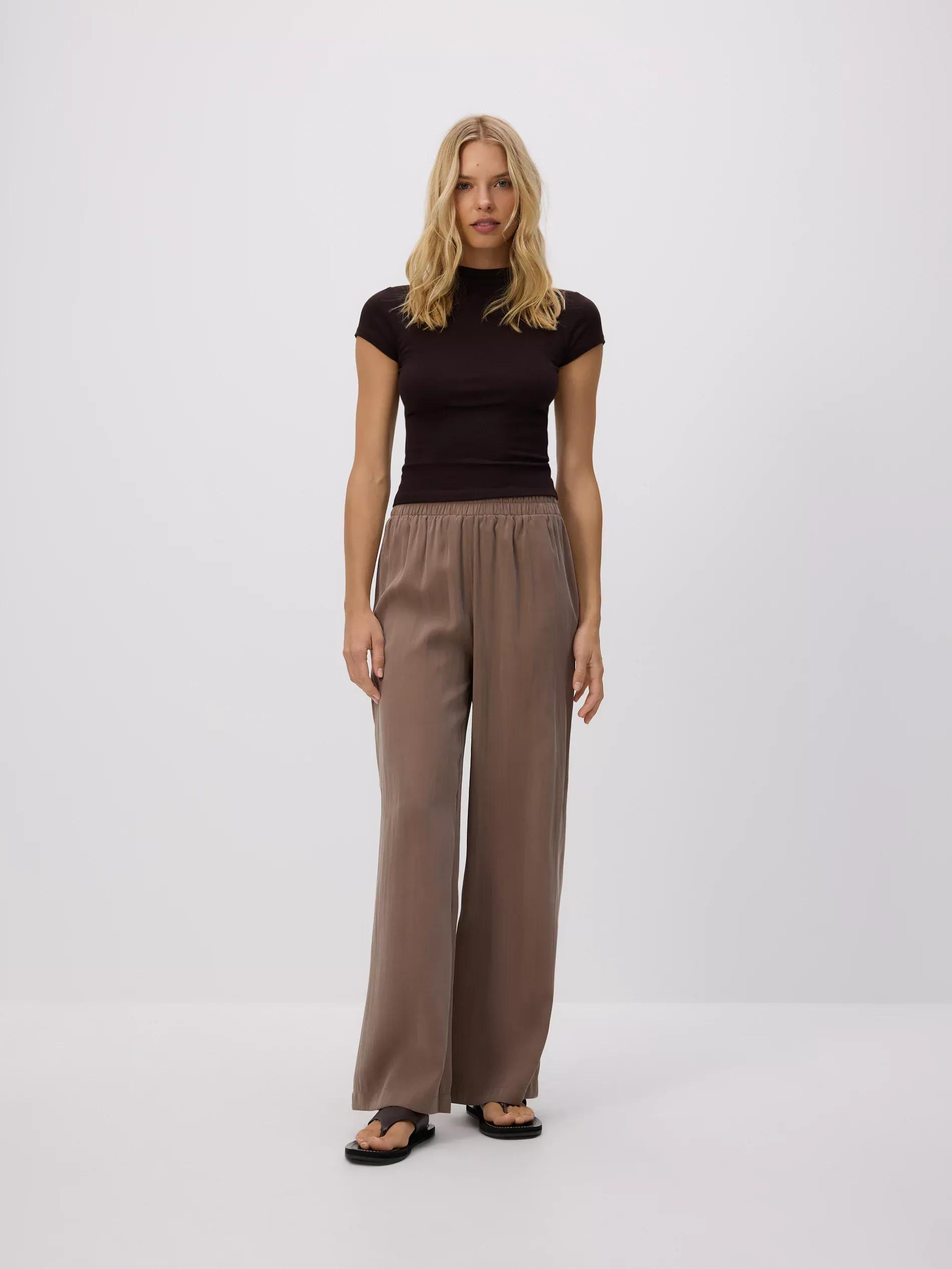 DARK BROWN T-shirt with viscose blend, , large image number 0