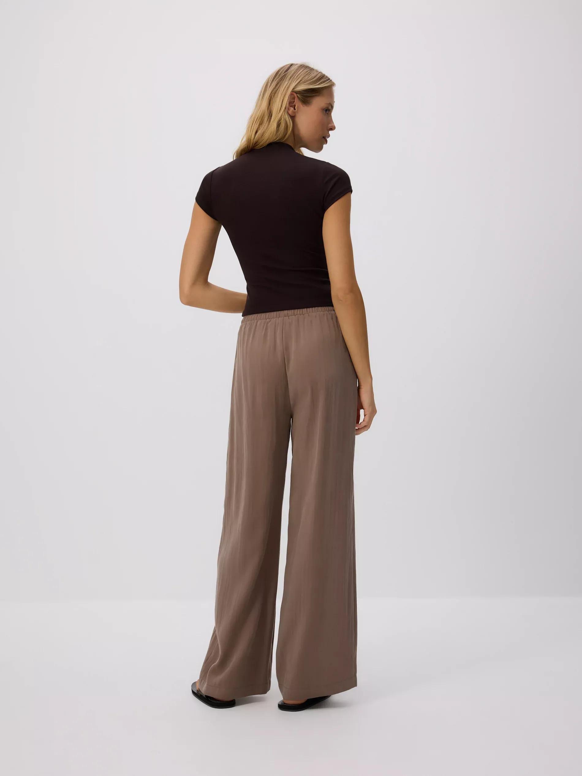 DARK BROWN T-shirt with viscose blend, , large image number 3