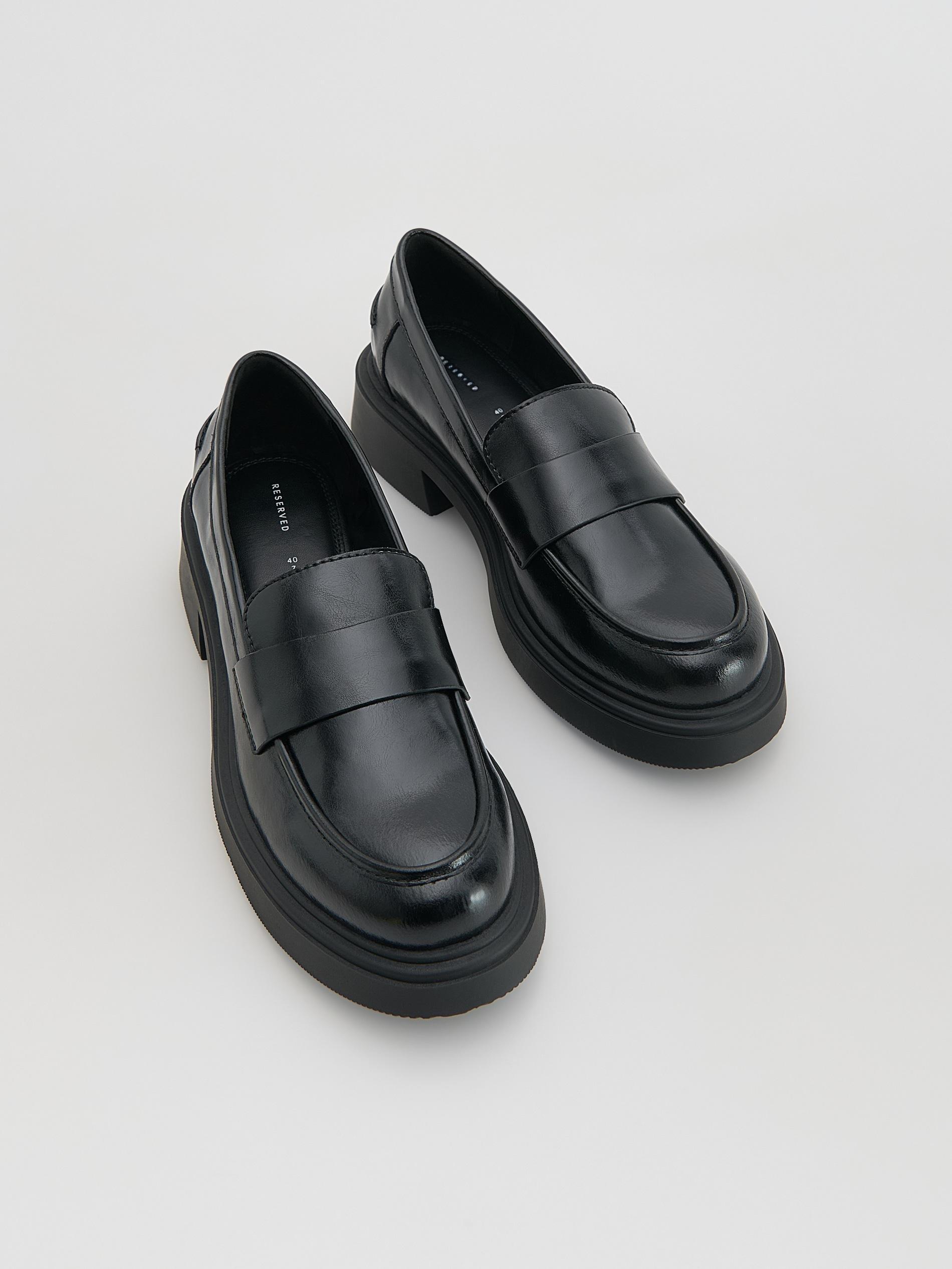 Black Heeled Loafers, Black, large image number 3