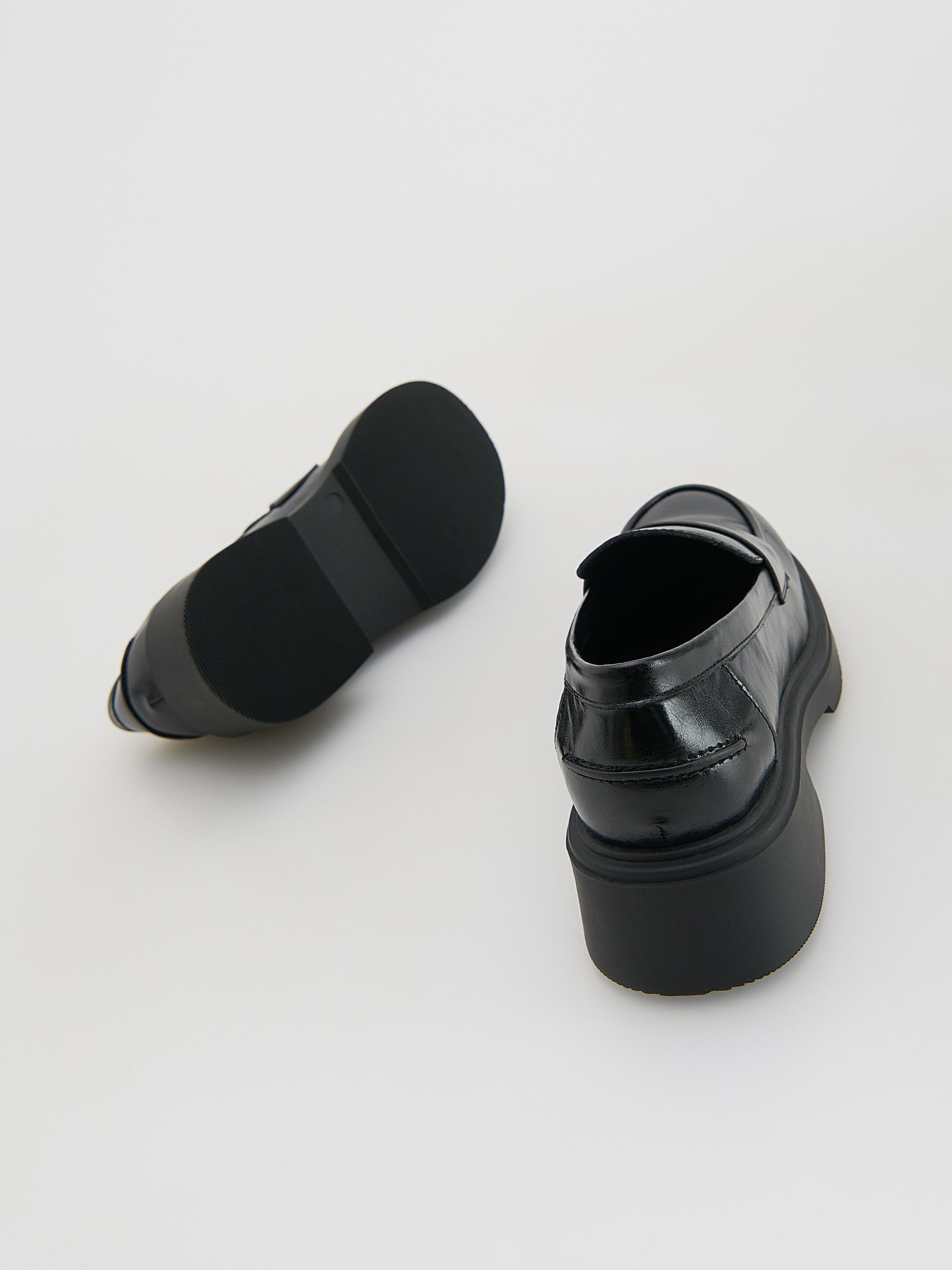 Black Heeled Loafers, Black, large image number 4