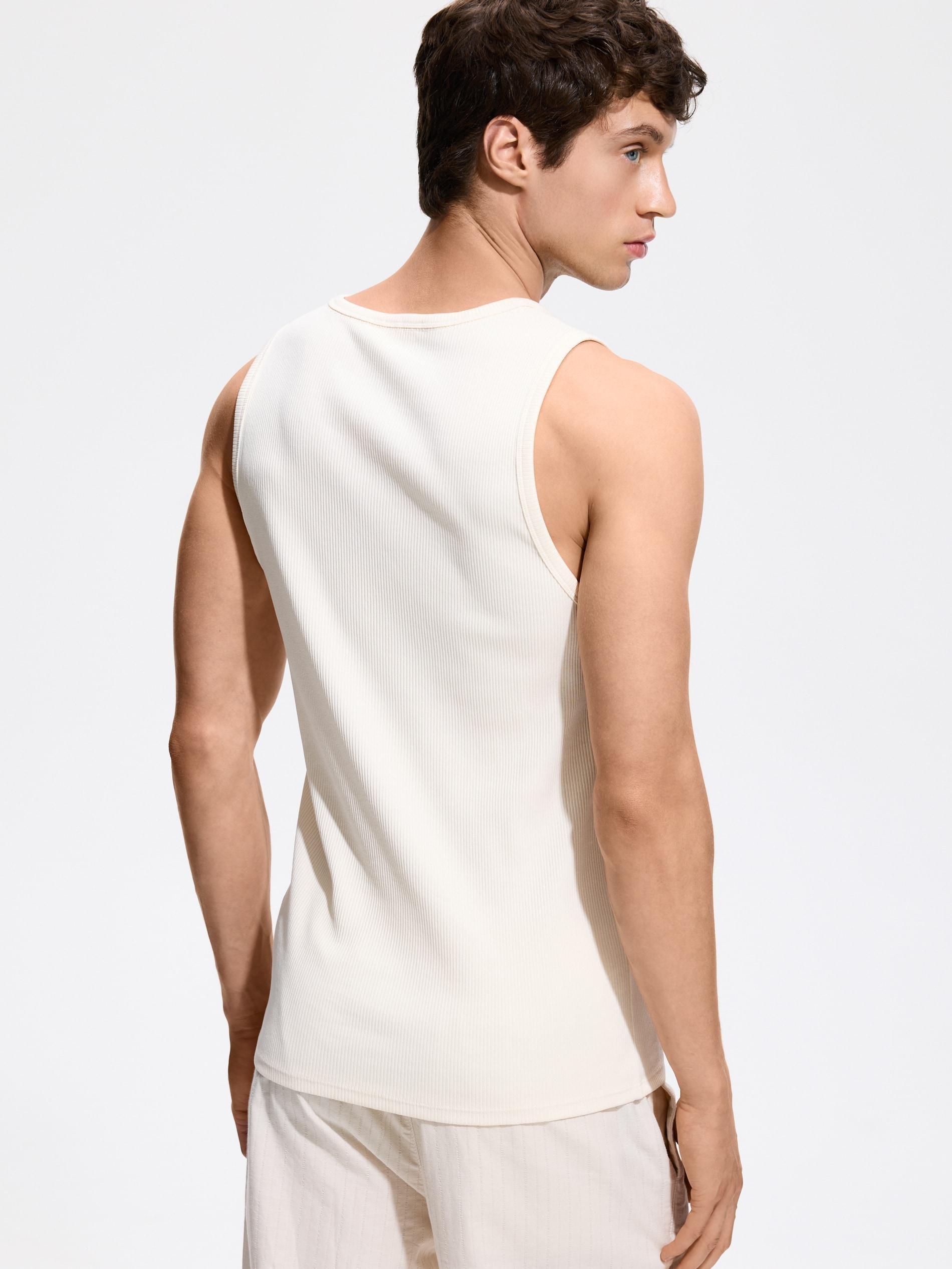 توب بدون أكمام بقصة ضيقة كريمي, Ivory, large image number 3